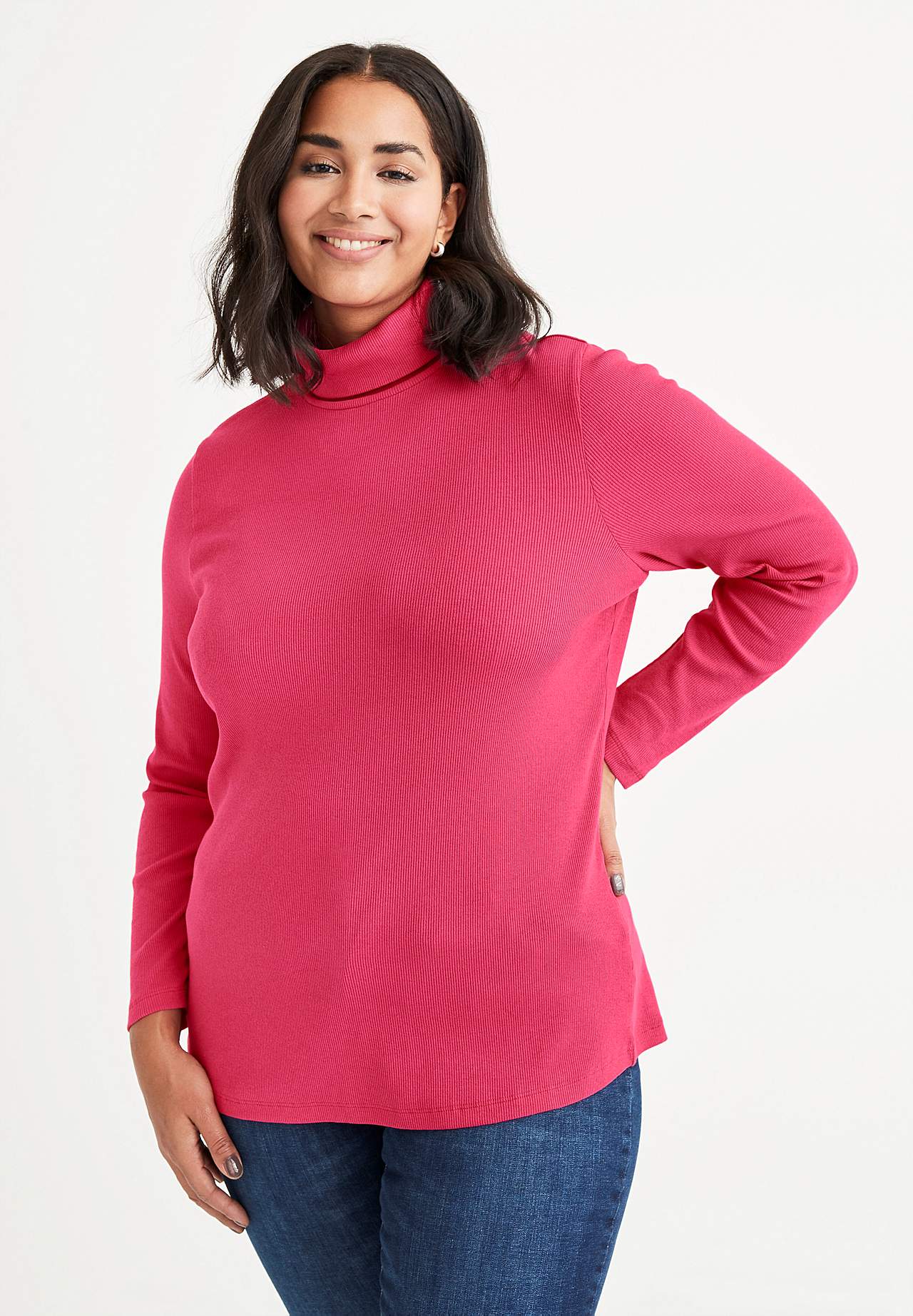 Ribbed roll-neck in organic cotton