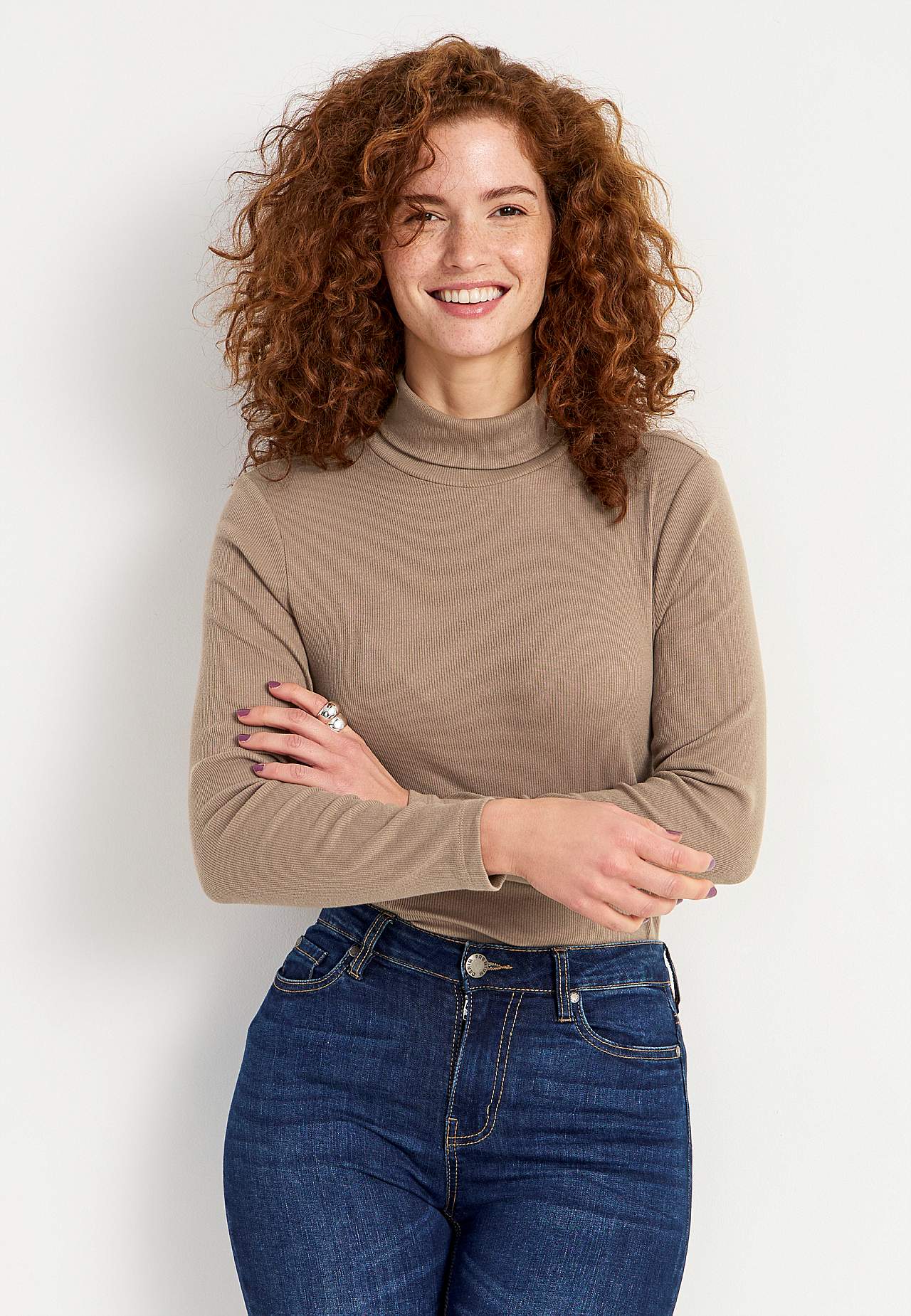 Ribbed roll-neck in organic cotton