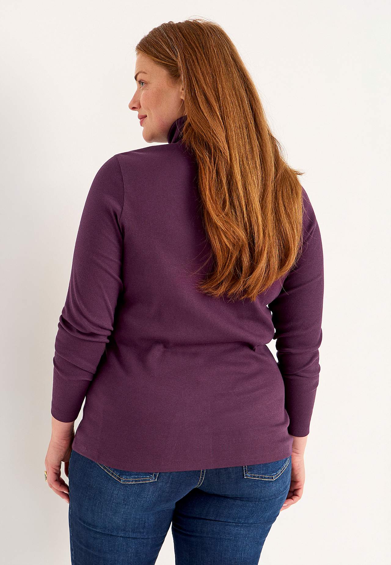 Ribbed roll-neck in organic cotton