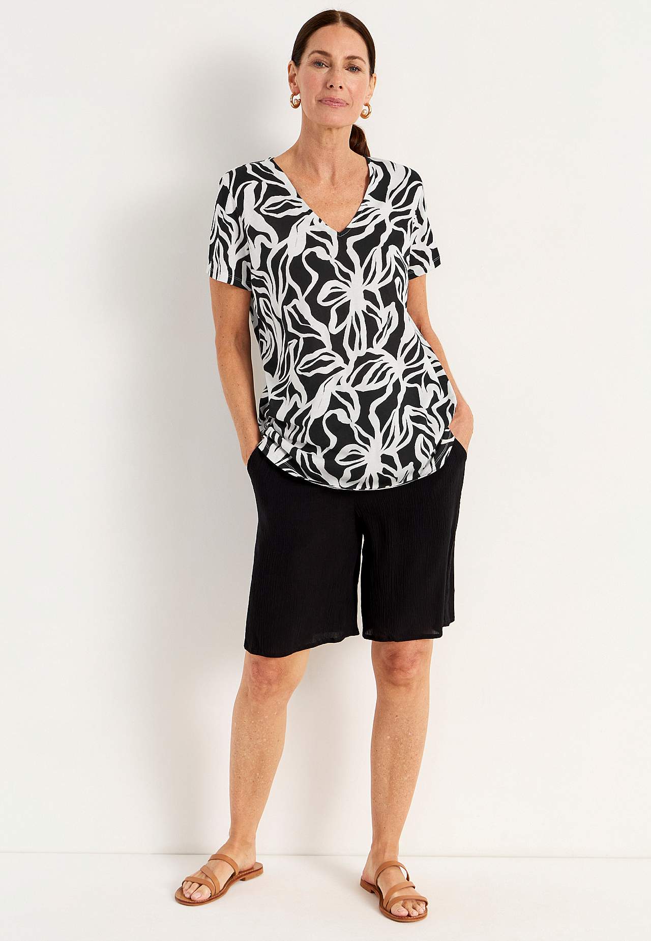 Soft jersey top with v-neck