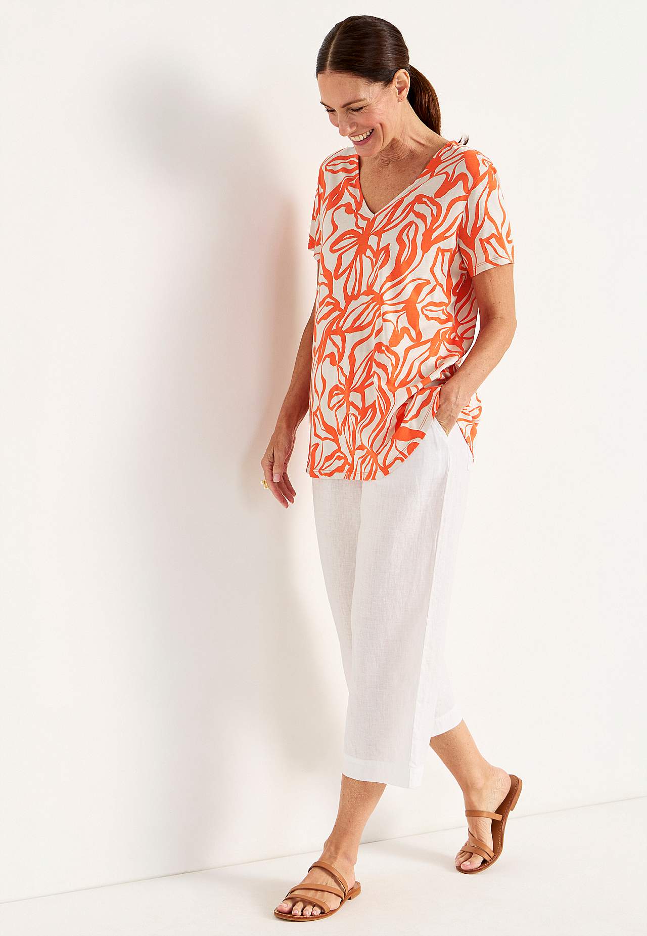 Soft jersey top with v-neck
