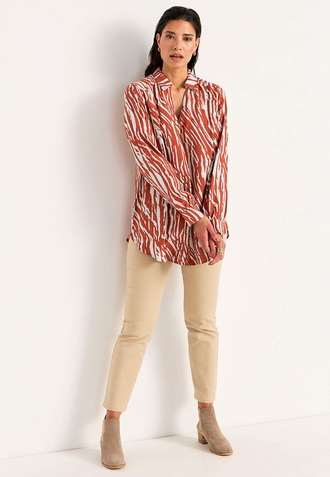 Long-sleeved, woven tunic