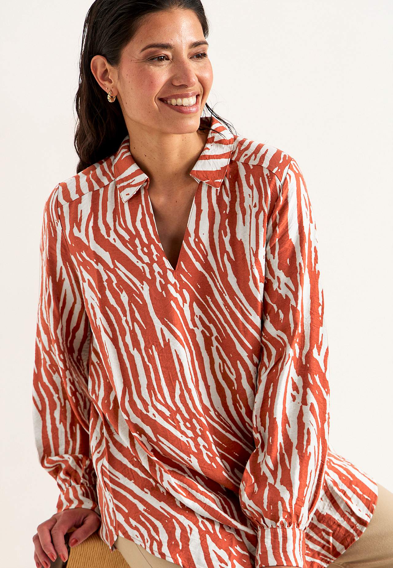 Long-sleeved, woven tunic