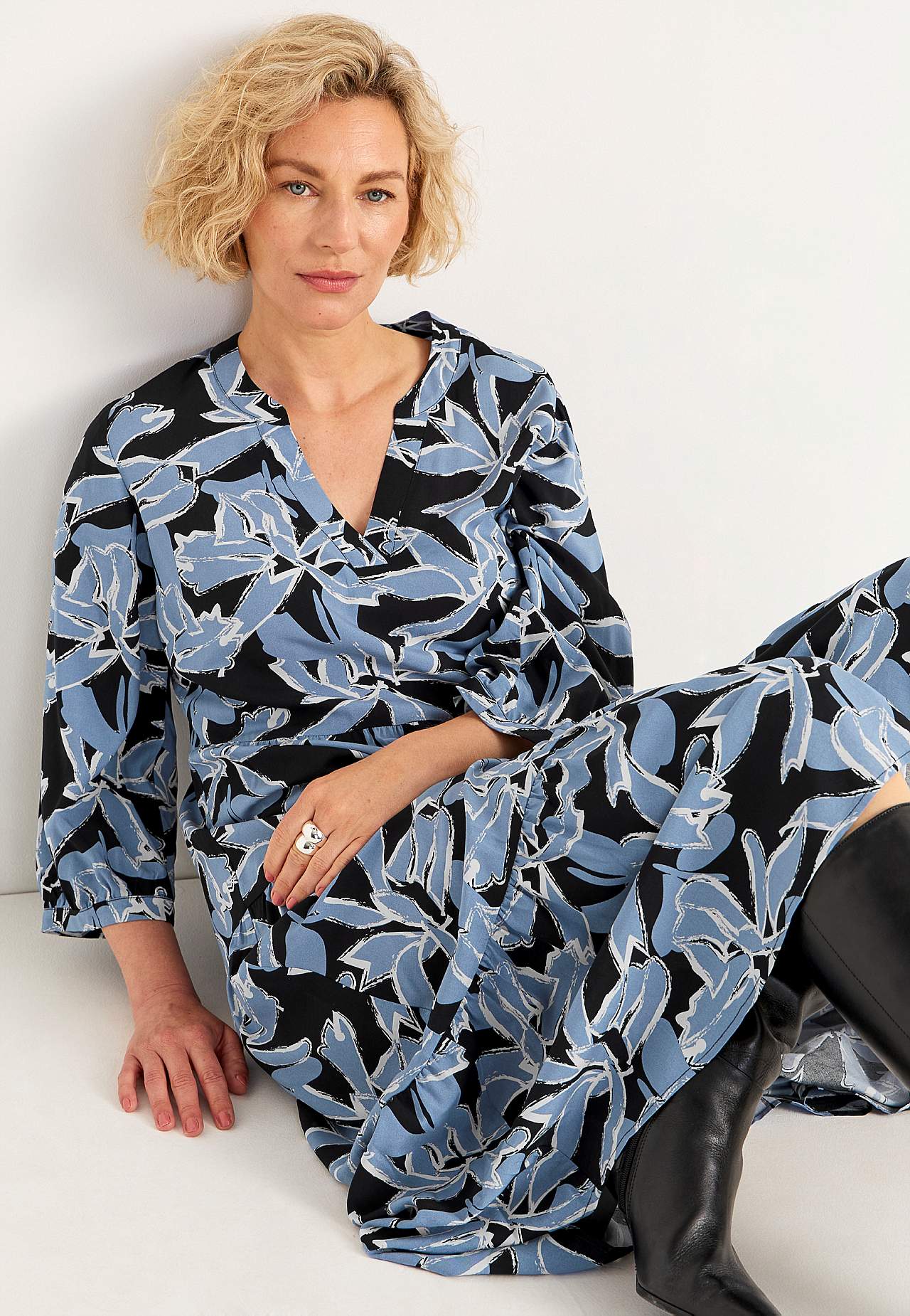 Dress with flounces