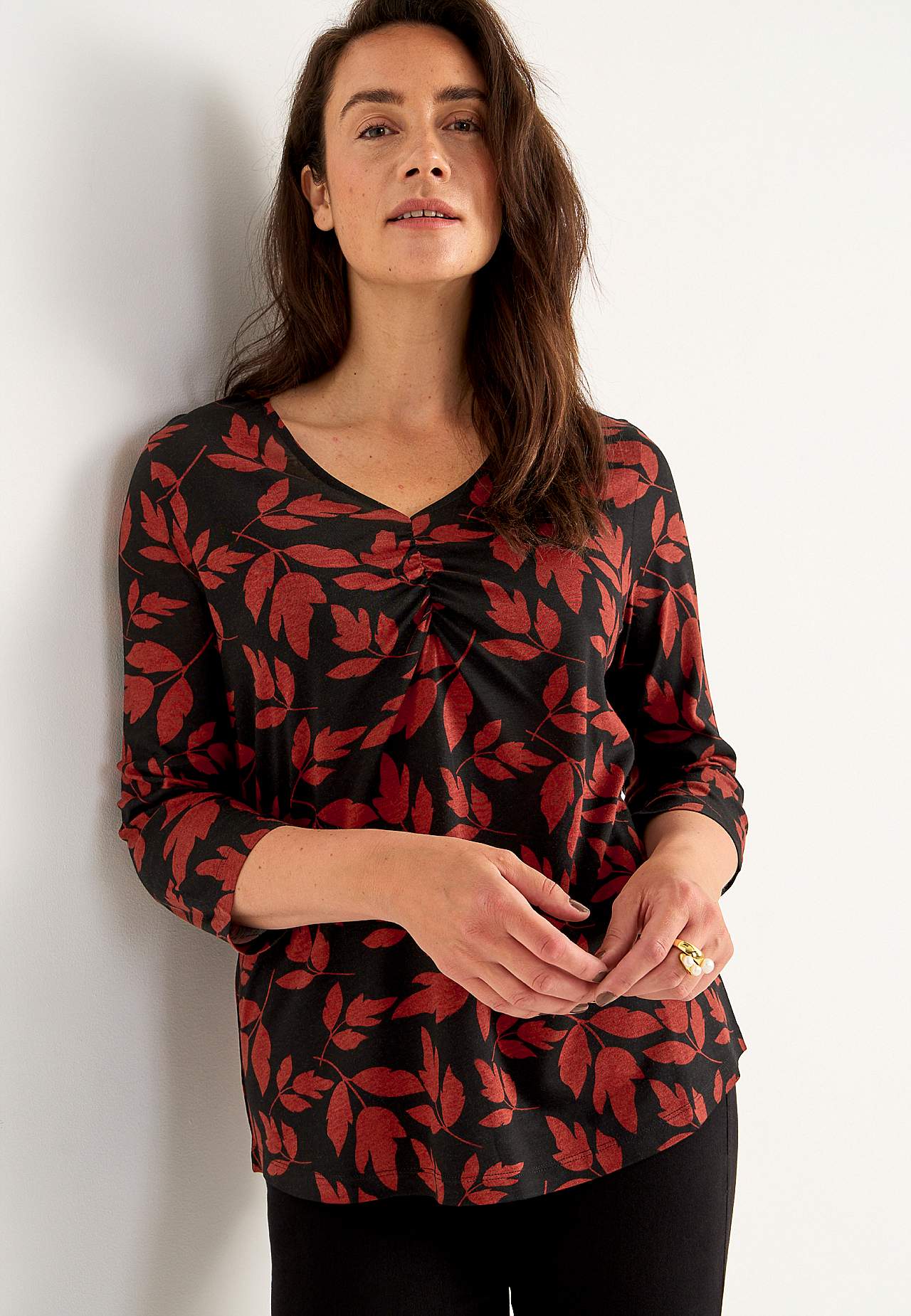 Jersey top with gatherings