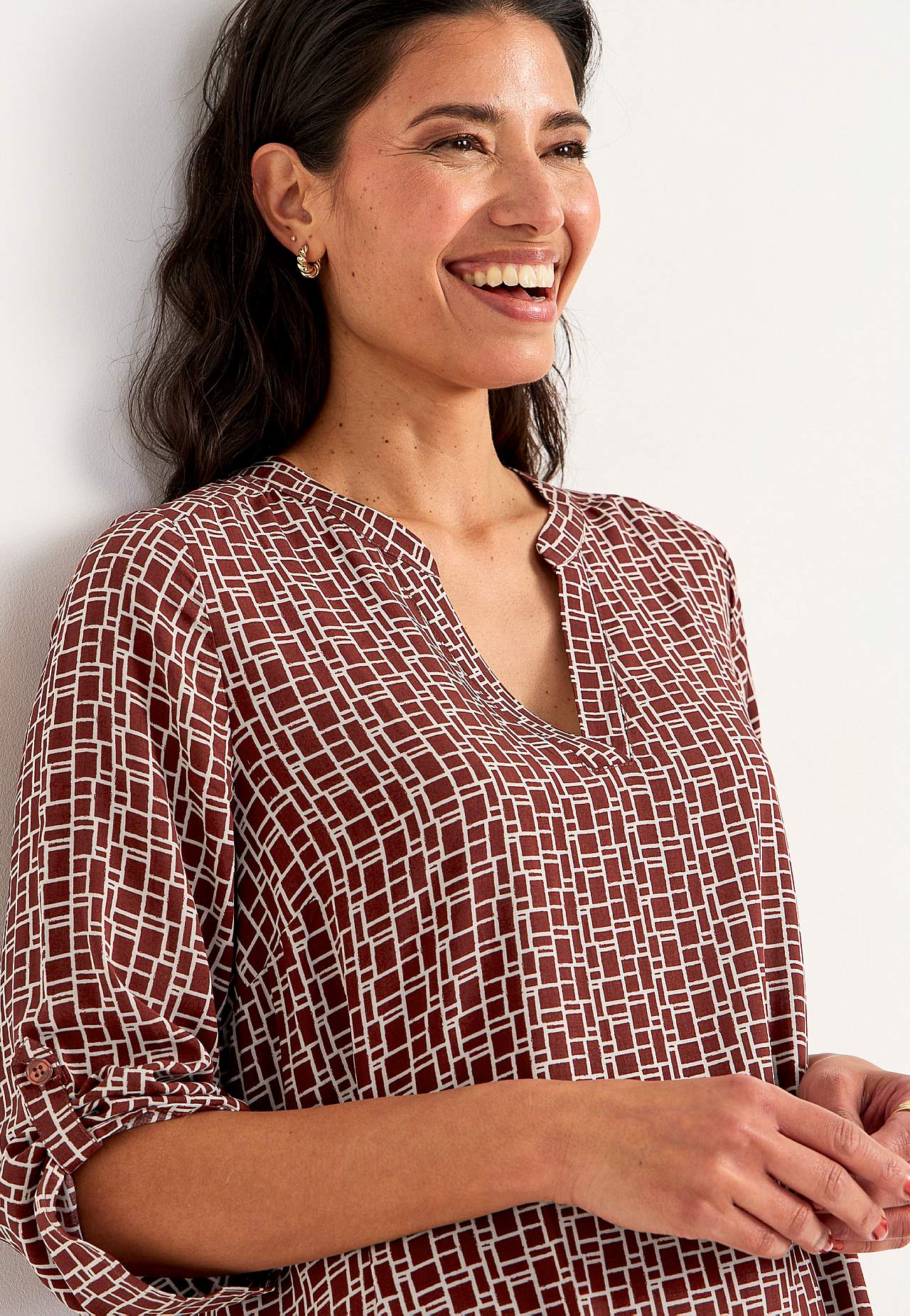 V-neck, woven dress