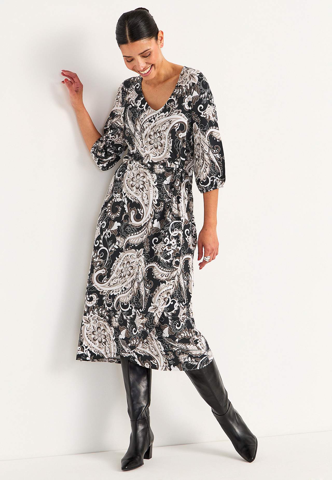 Jersey dress with overlap detail