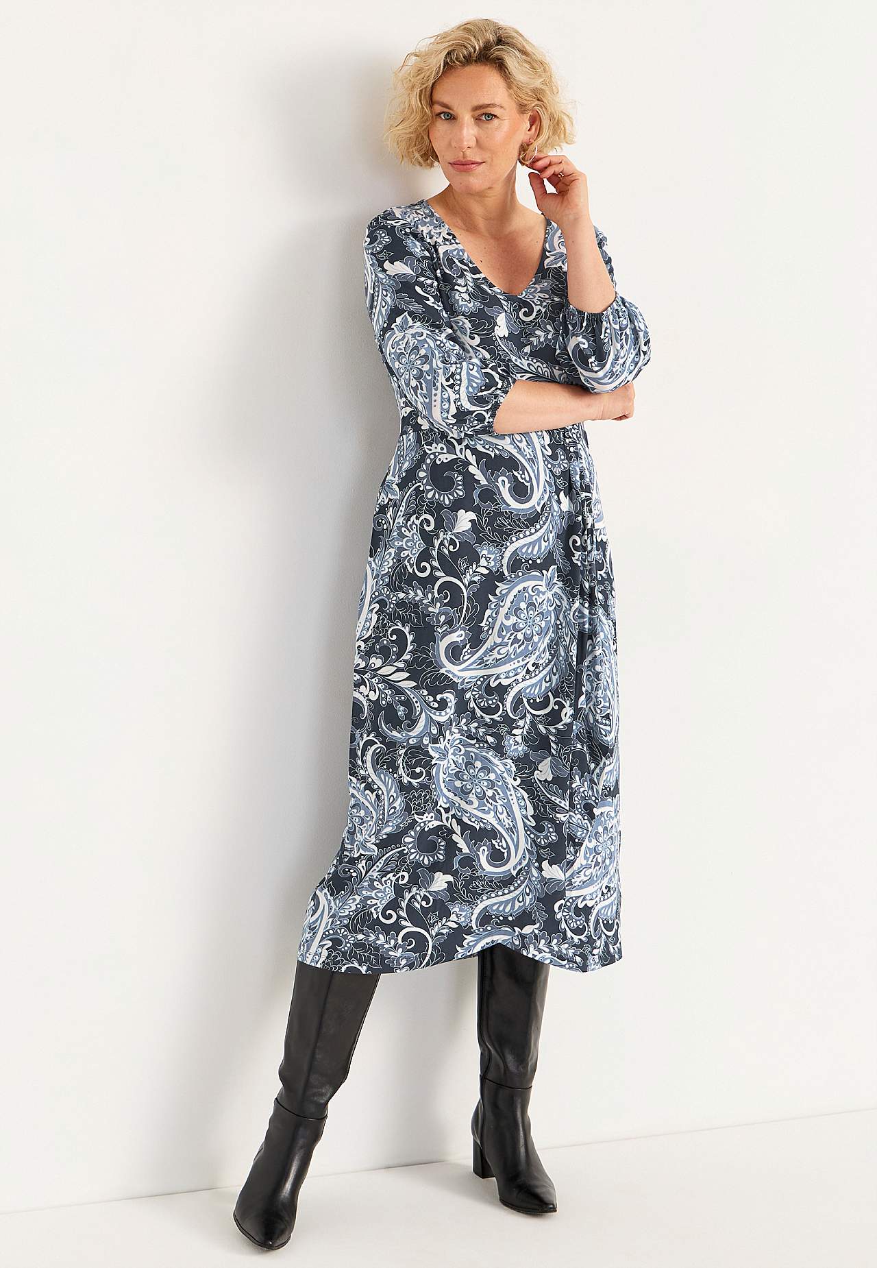 Jersey dress with overlap detail