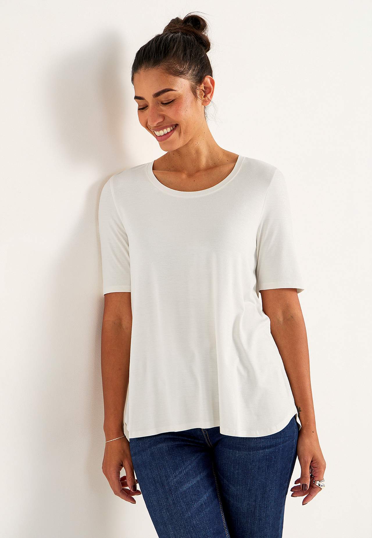 Jersey top with short sleeves