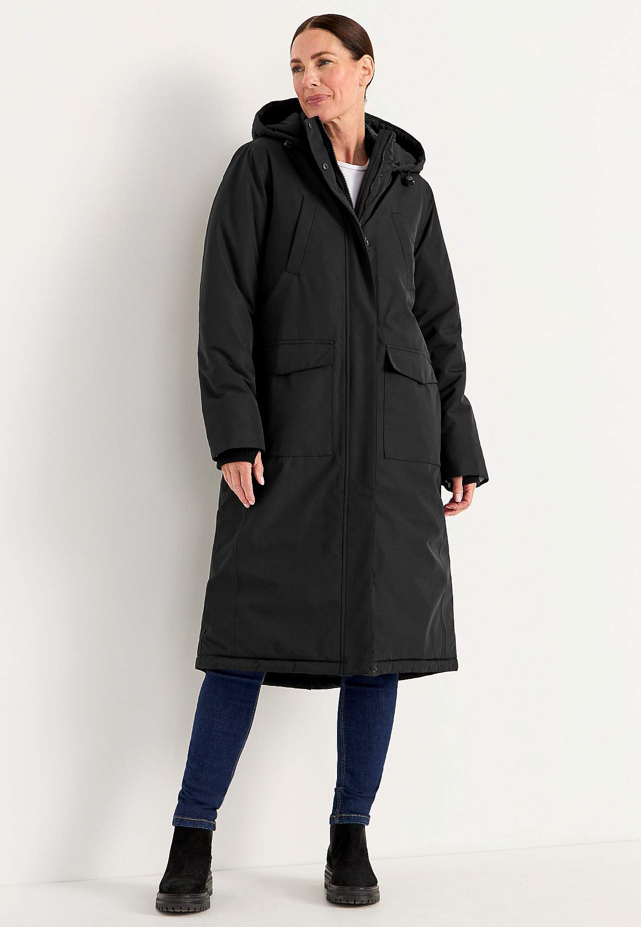 Functional, warm-lined, long parka