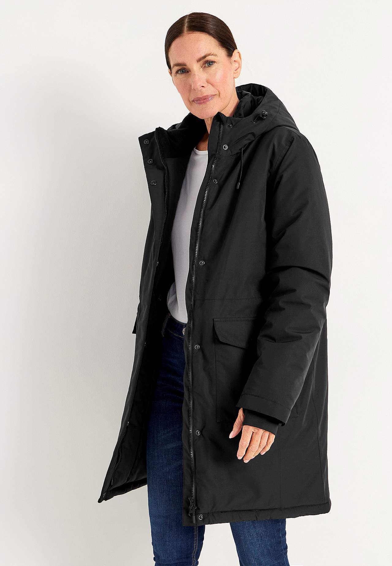 Functional jacket with sewn hood
