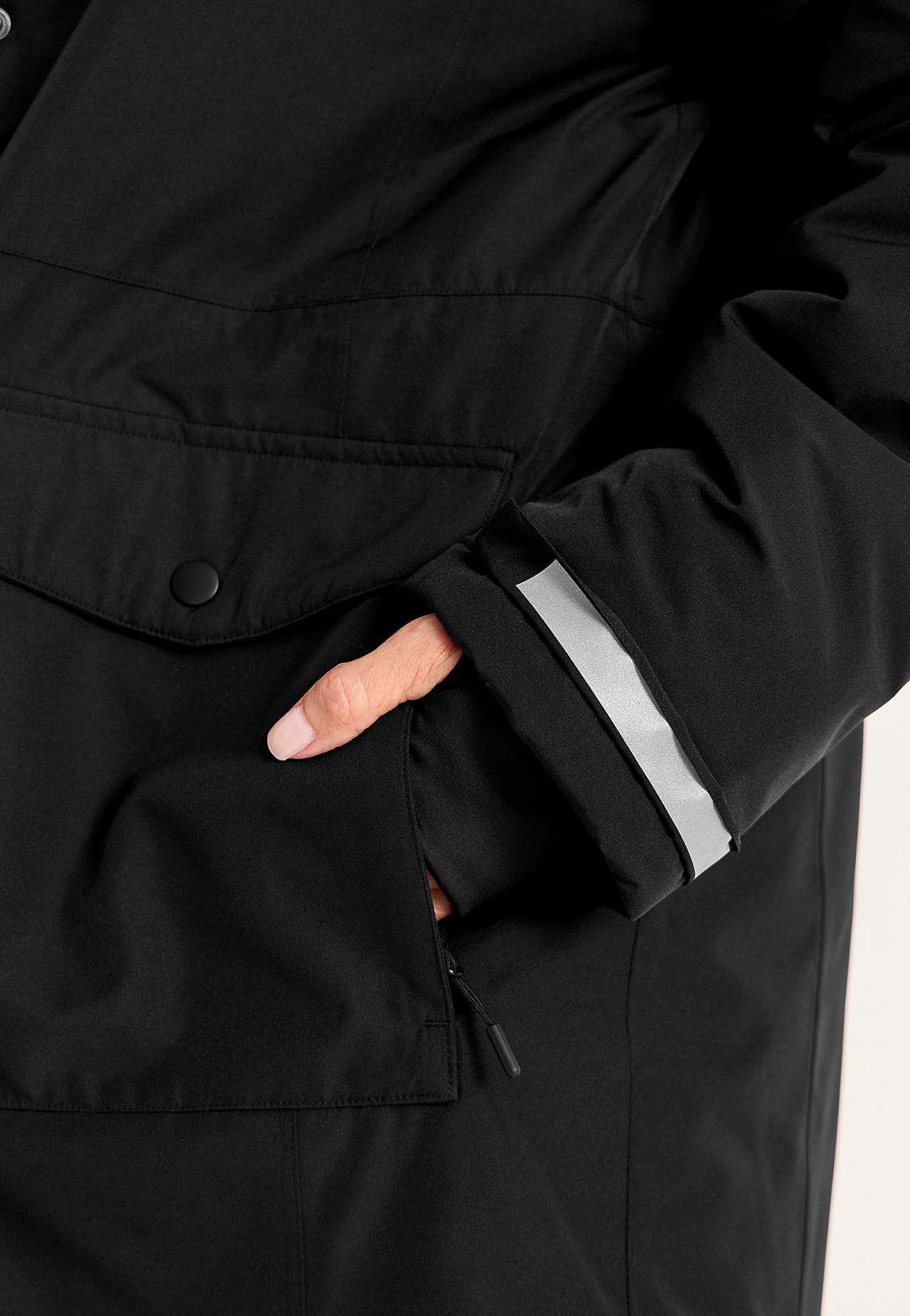 Functional jacket with sewn hood