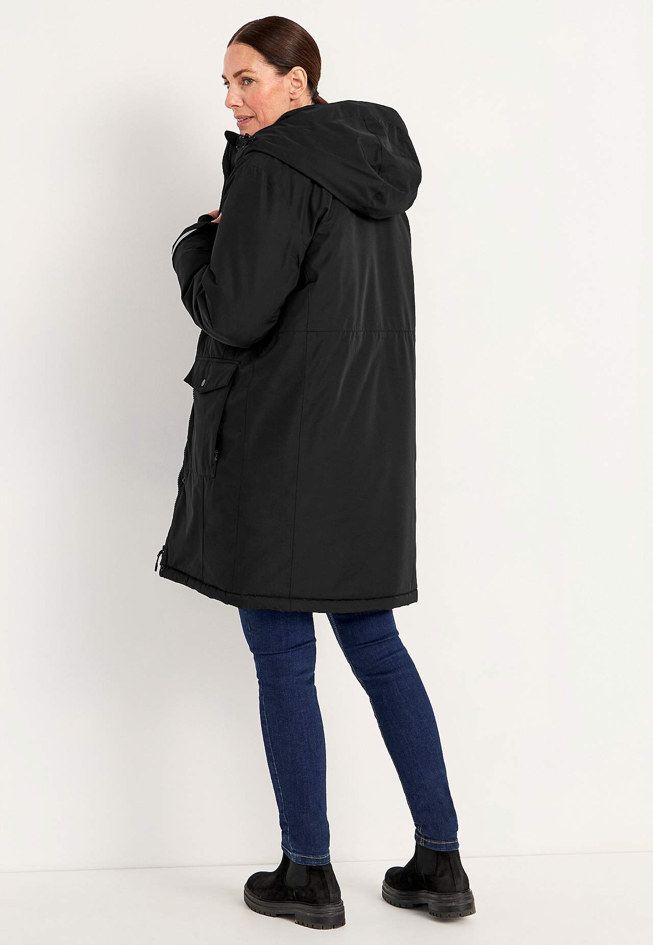 Functional jacket with sewn hood