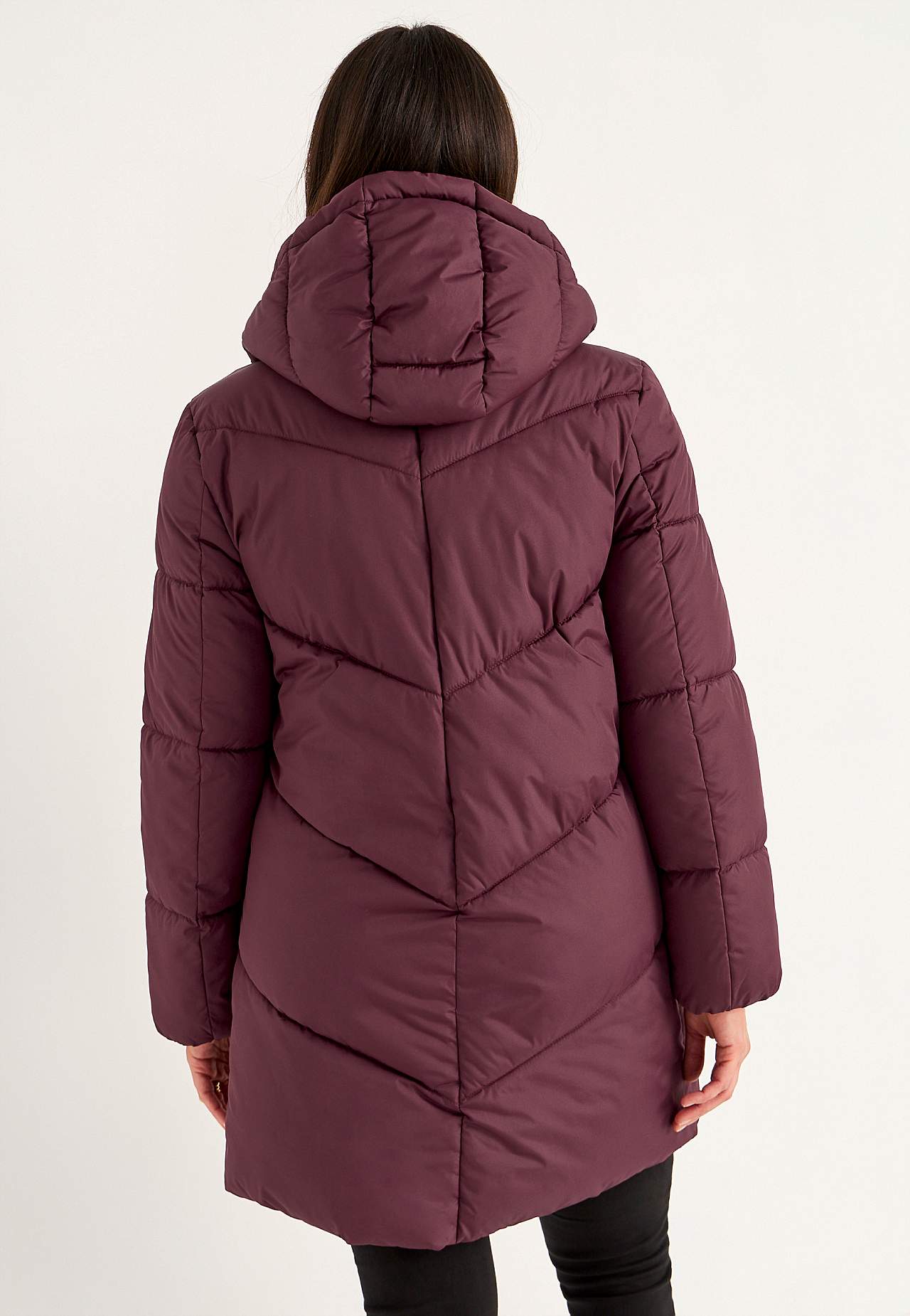 Long jacket with fluffy padding