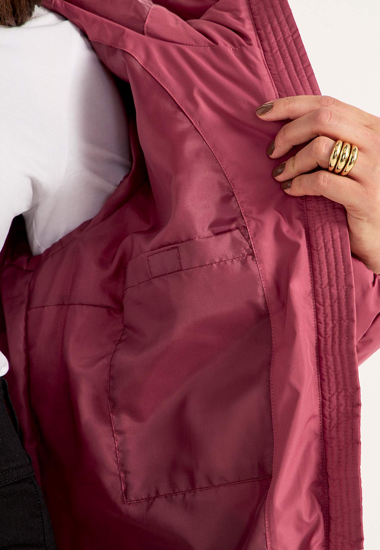 Long jacket with fluffy padding