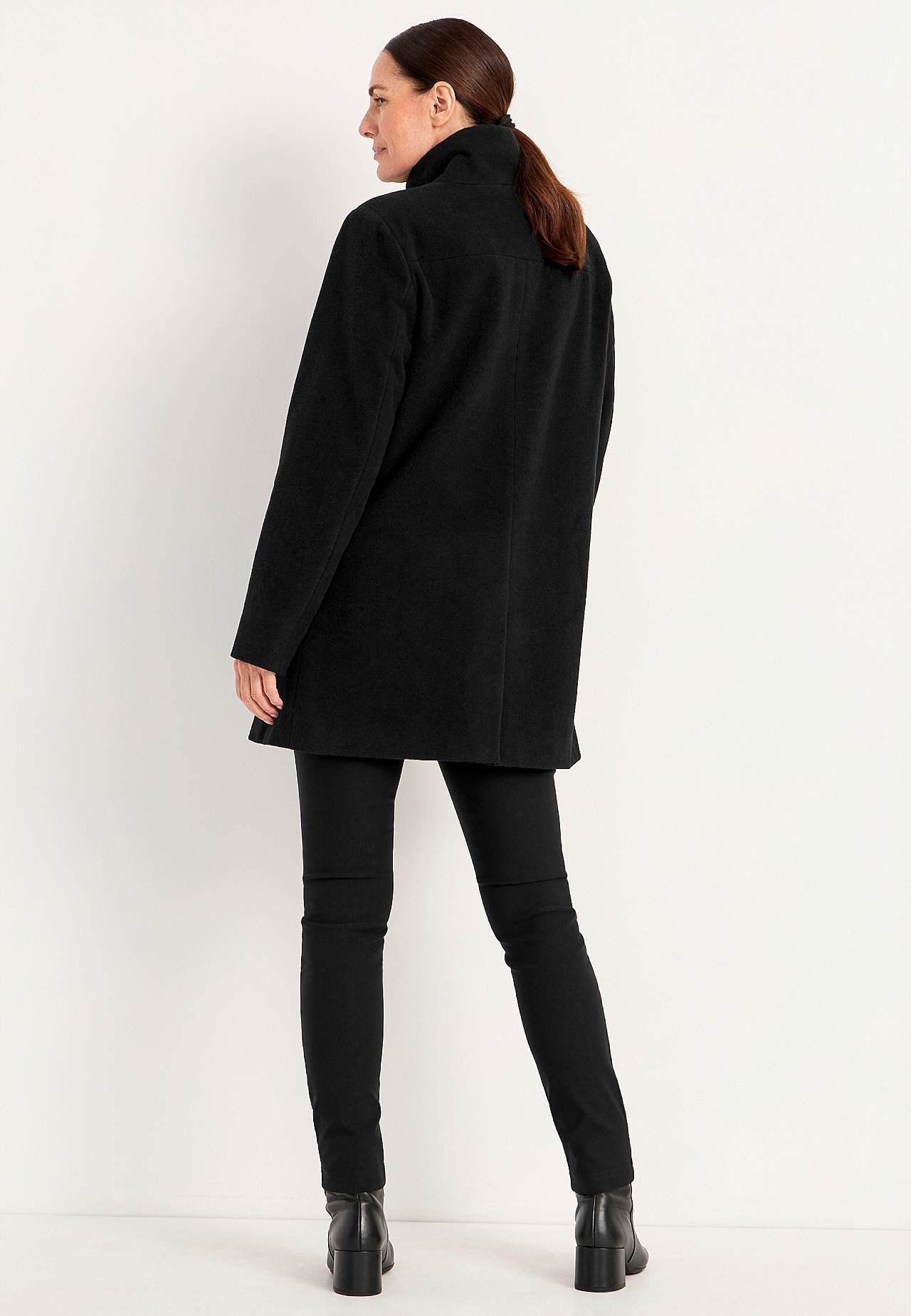Coat with stand-up collar