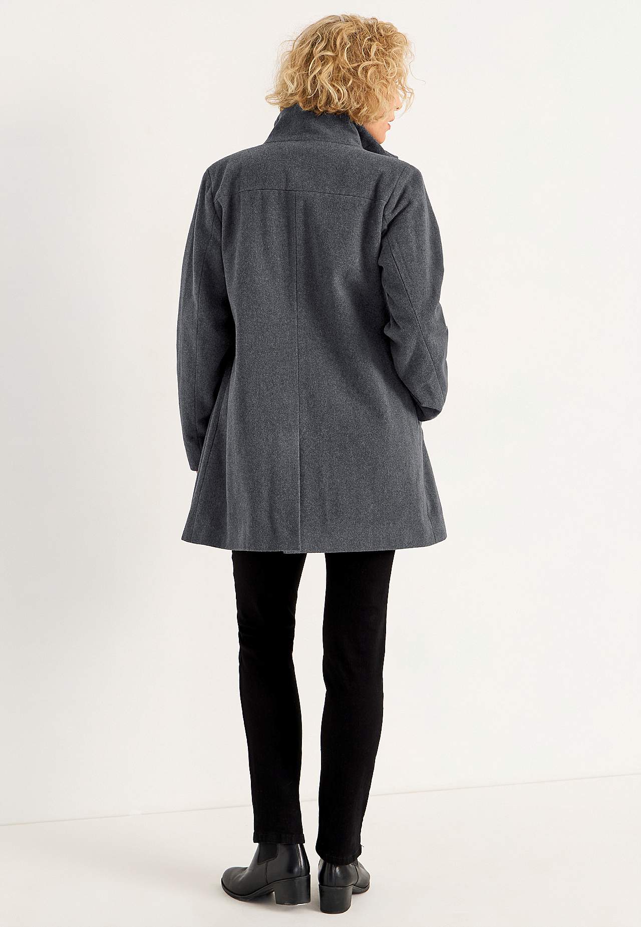 Coat with stand-up collar