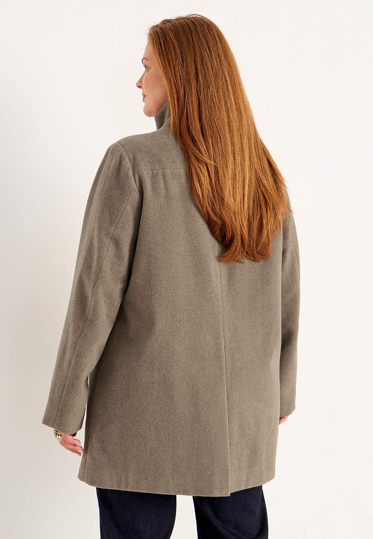 Coat with stand-up collar