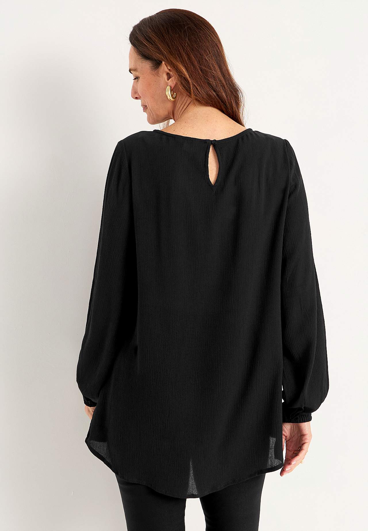 Tunic with textured weave fabric