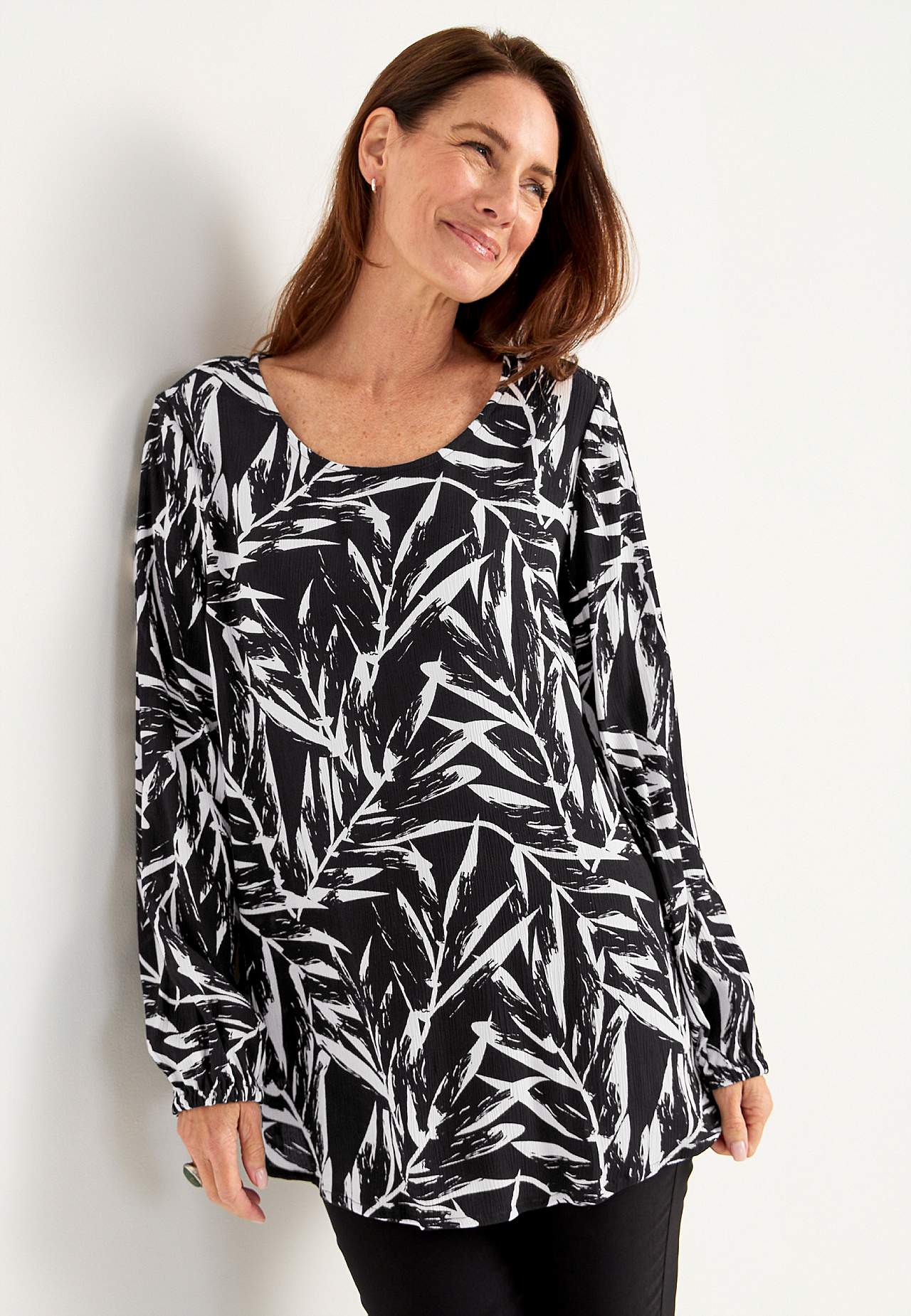 Tunic with textured weave fabric