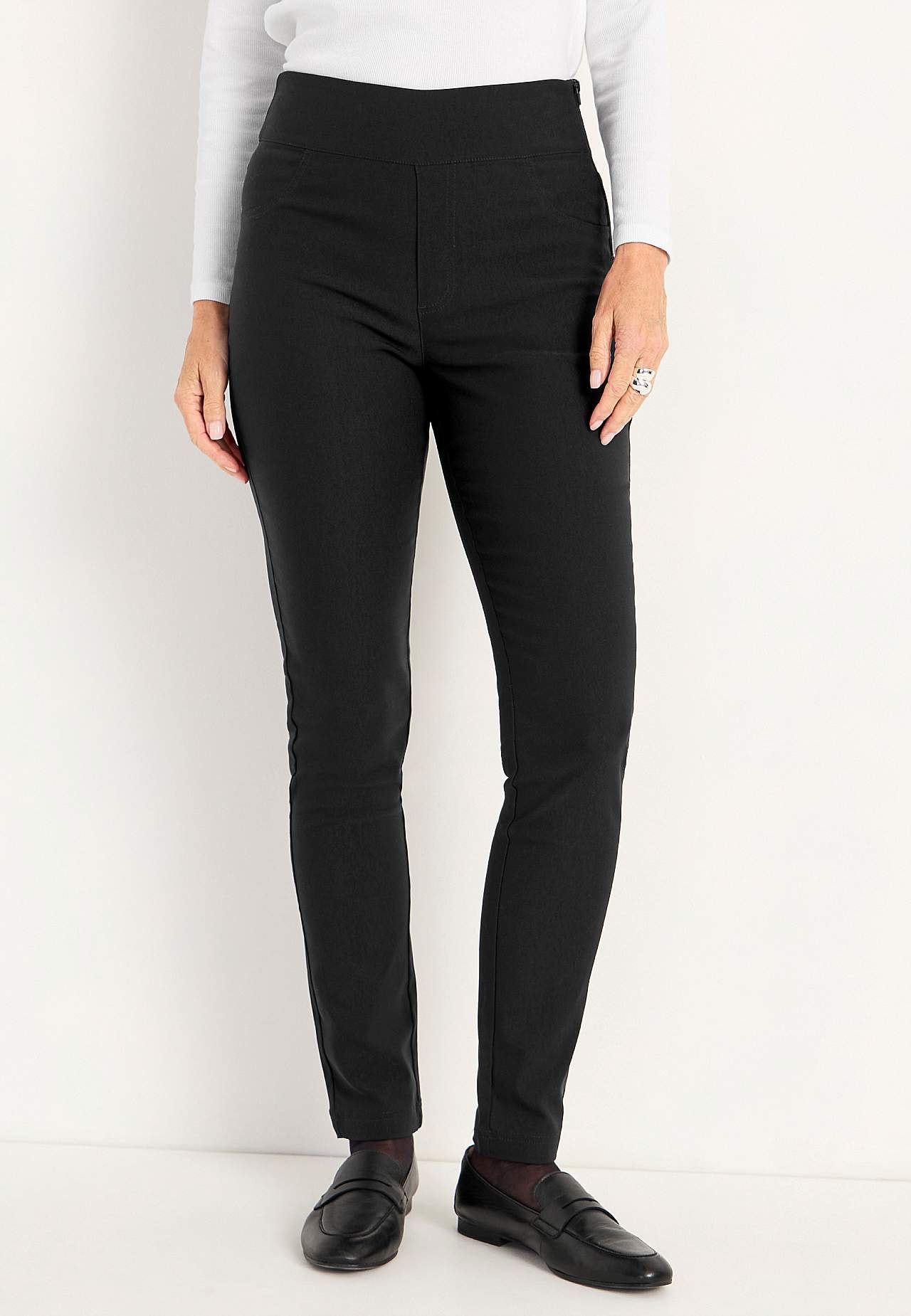 Trousers in bengaline with slim legs