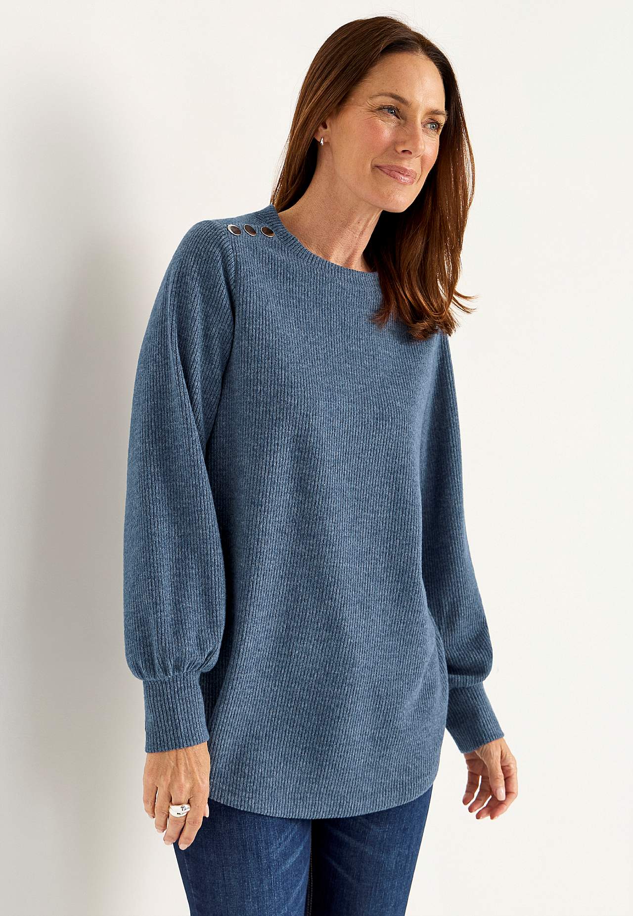 Soft jersey sweater with buttons Beata