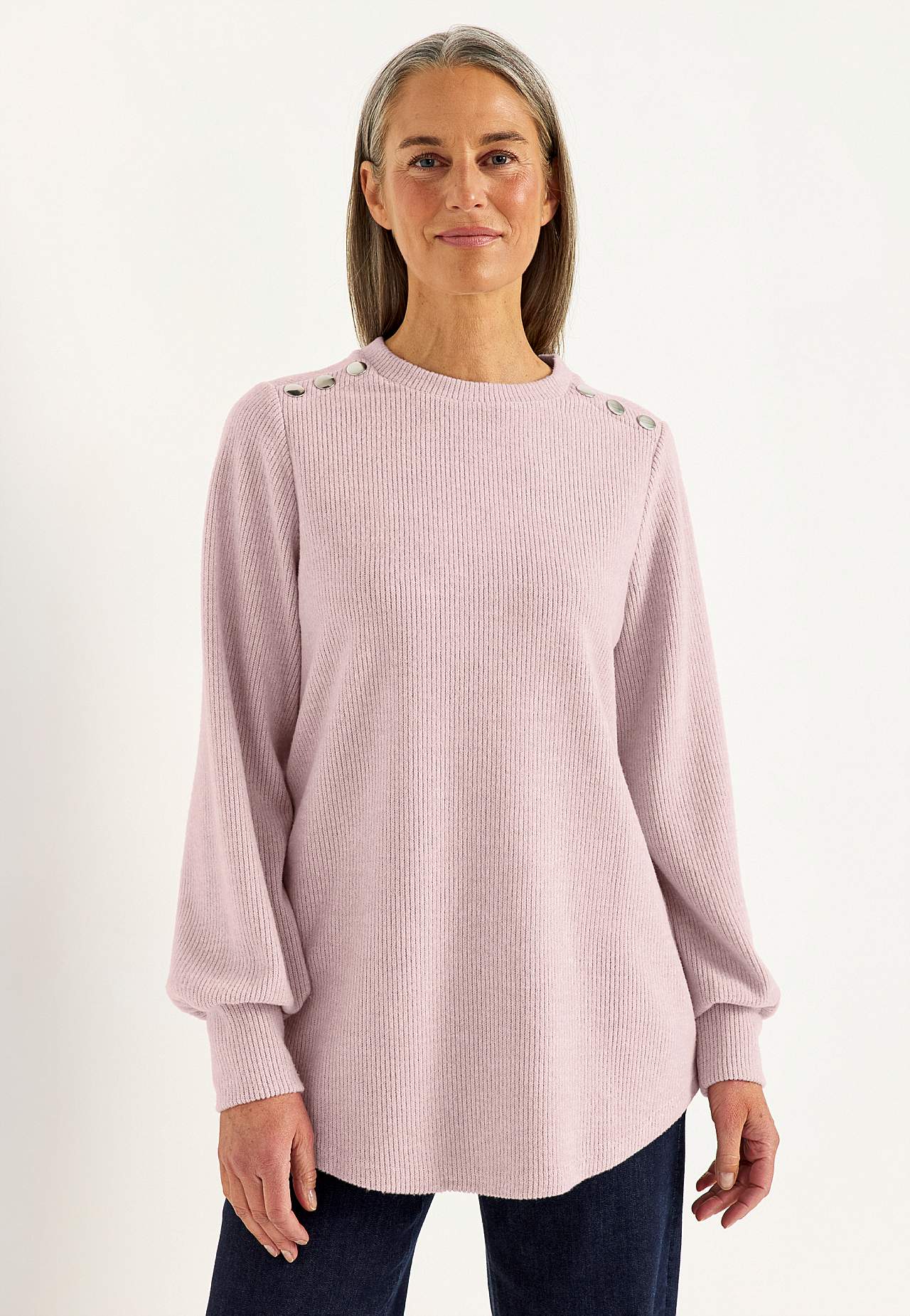 Soft jersey sweater with buttons Beata
