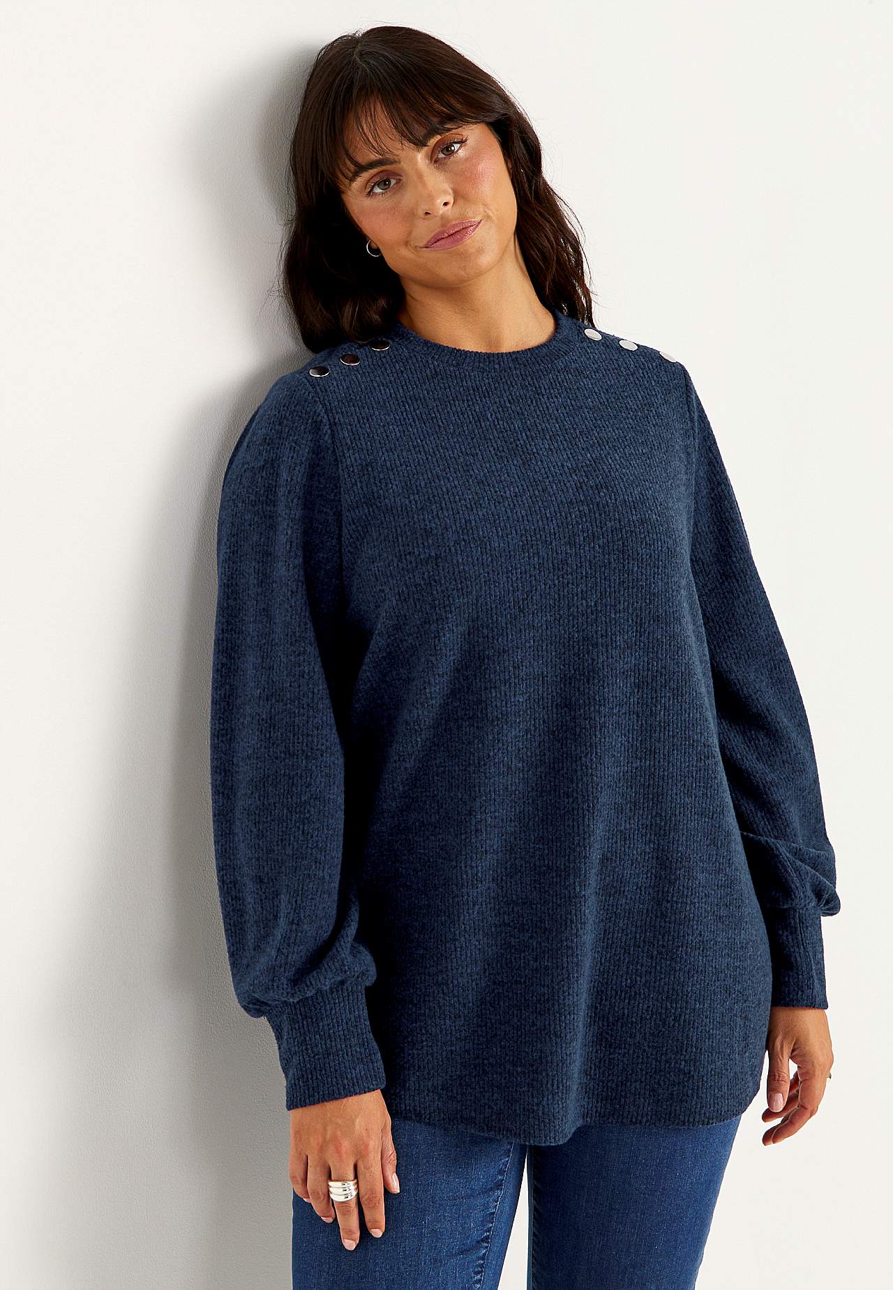 Soft jersey sweater with buttons Beata