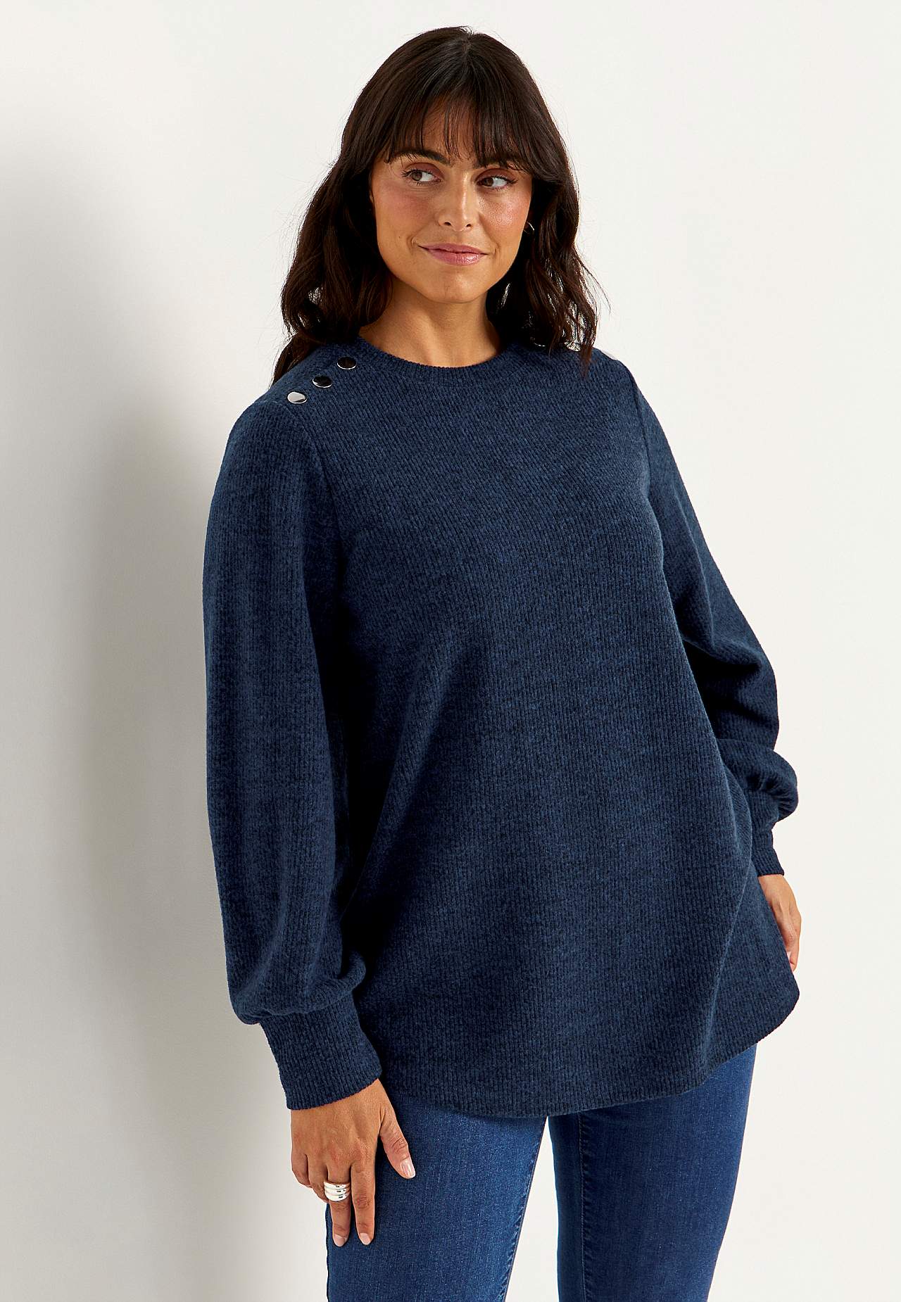 Soft jersey sweater with buttons Beata