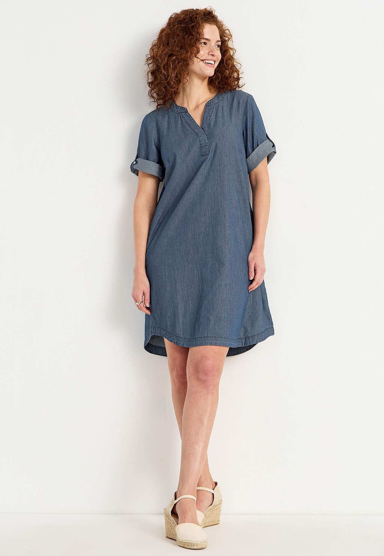 Denim dress in soft washed denim