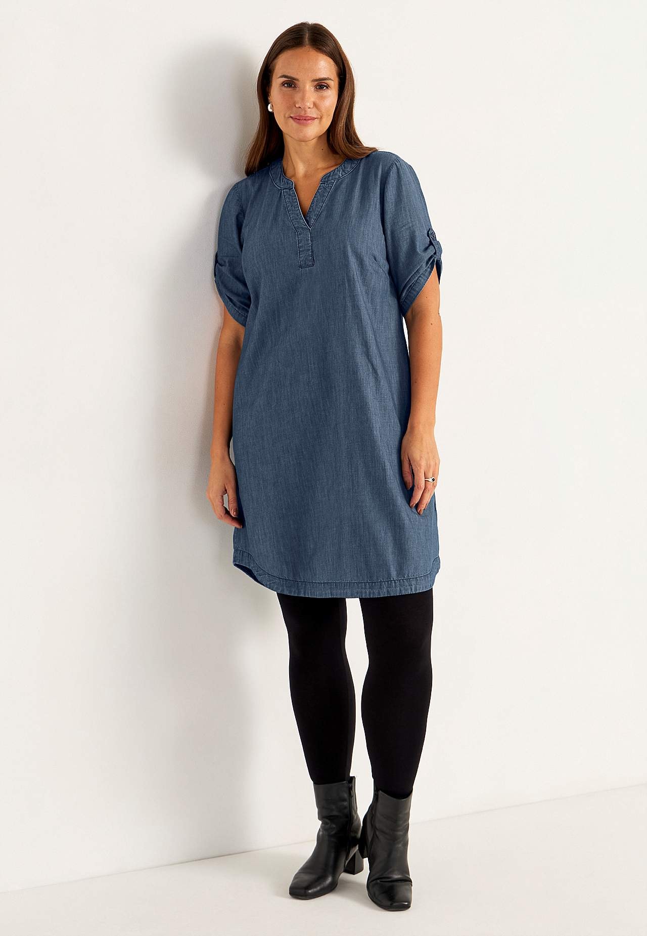 Denim dress in soft washed denim