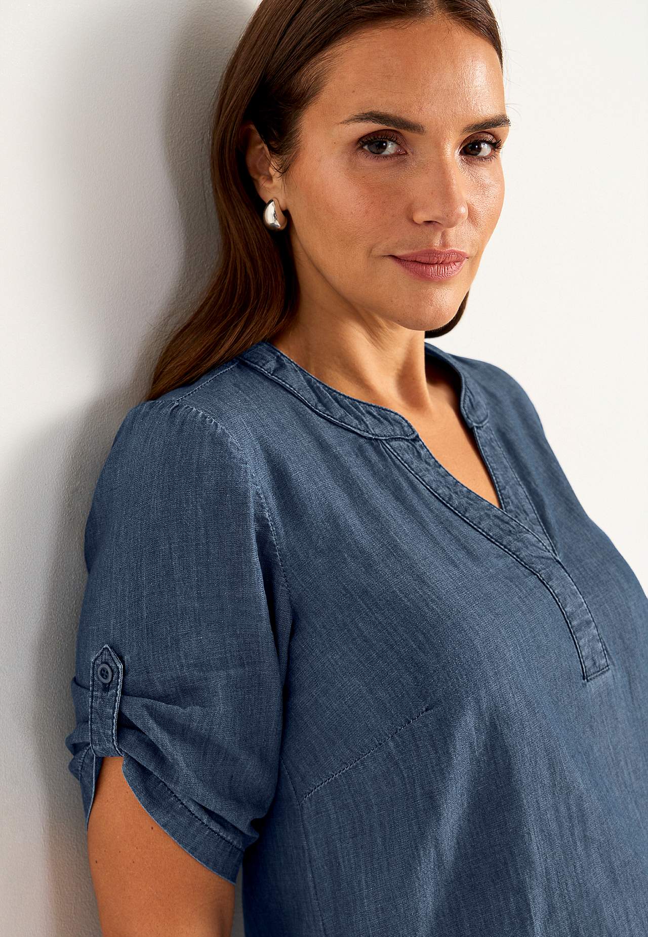 Denim dress in soft washed denim