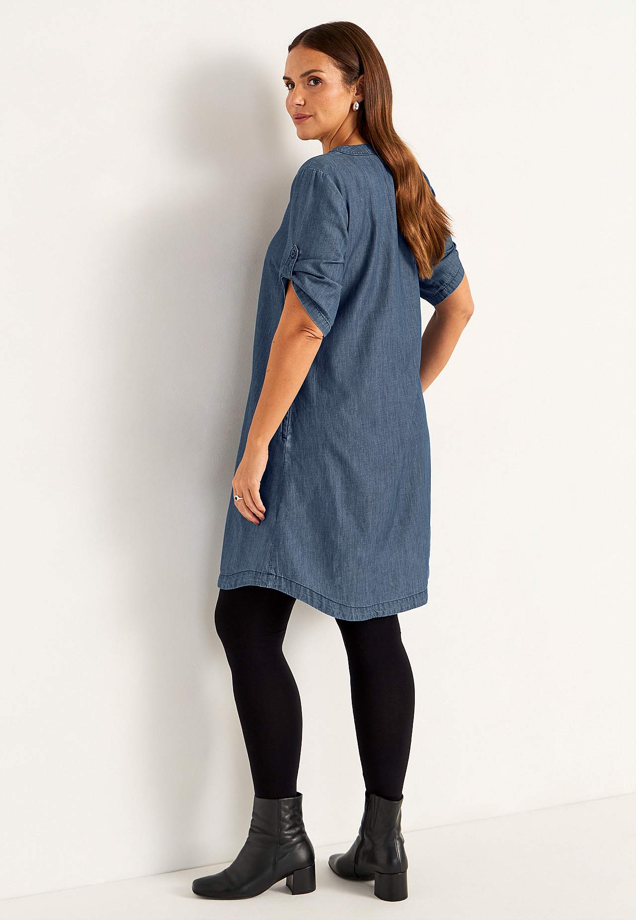 Denim dress in soft washed denim