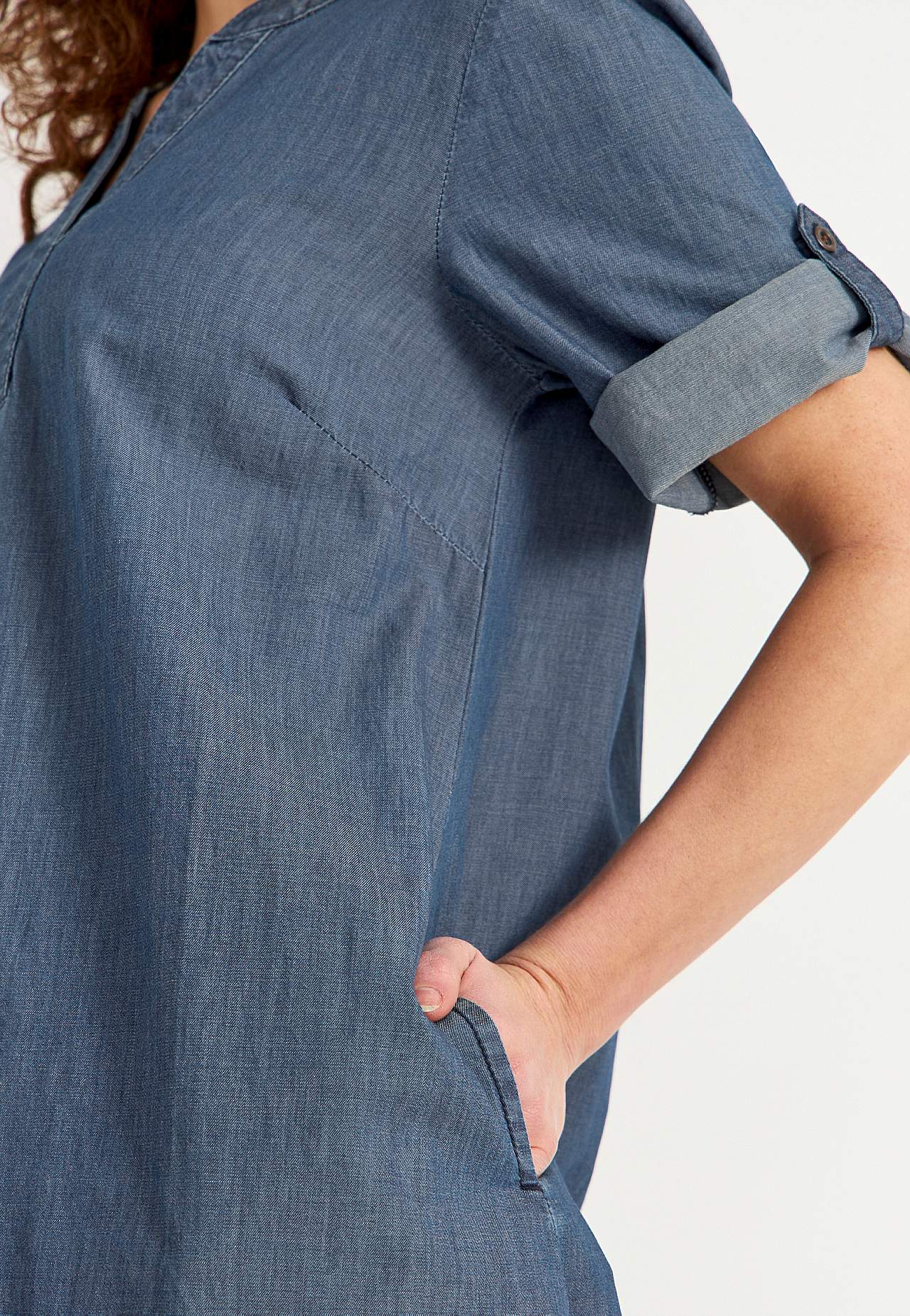Denim dress in soft washed denim