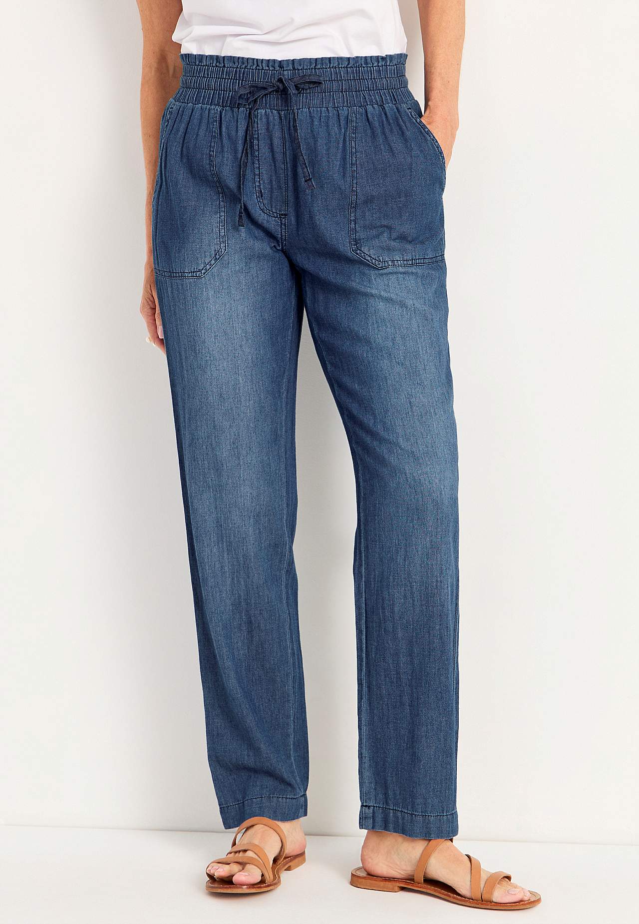 Long trousers in soft washed denim