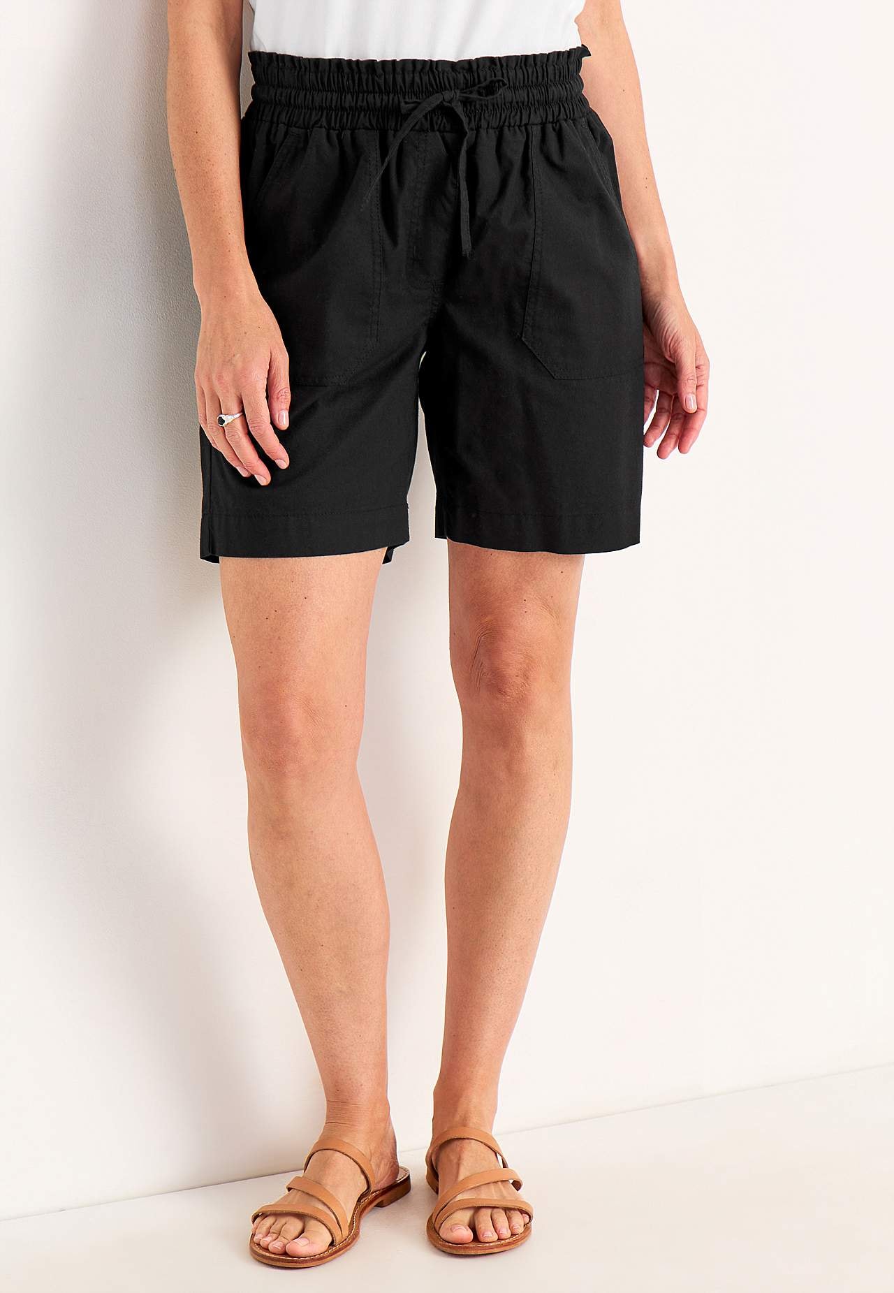 Shorts in washed cotton Jade