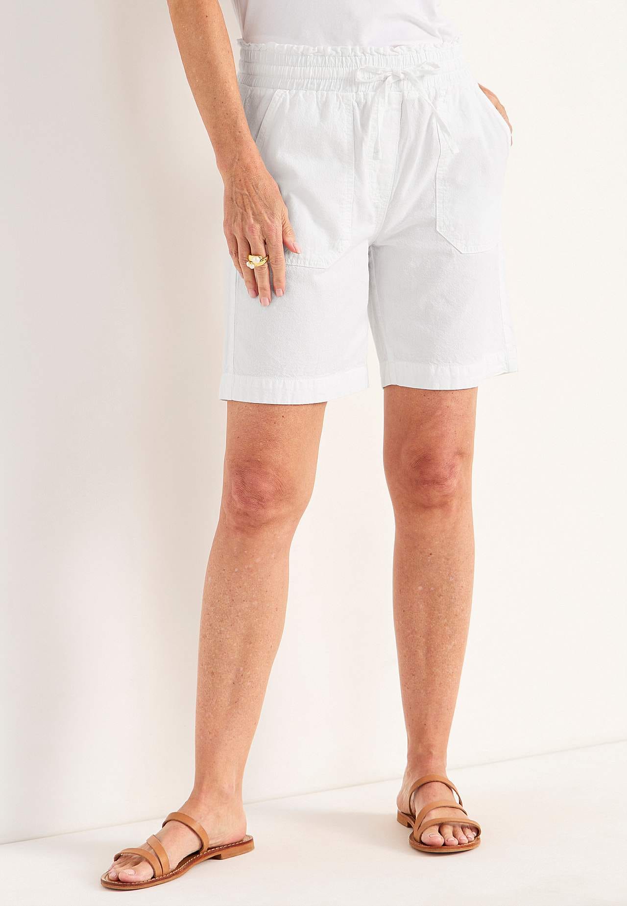Shorts in washed cotton Jade