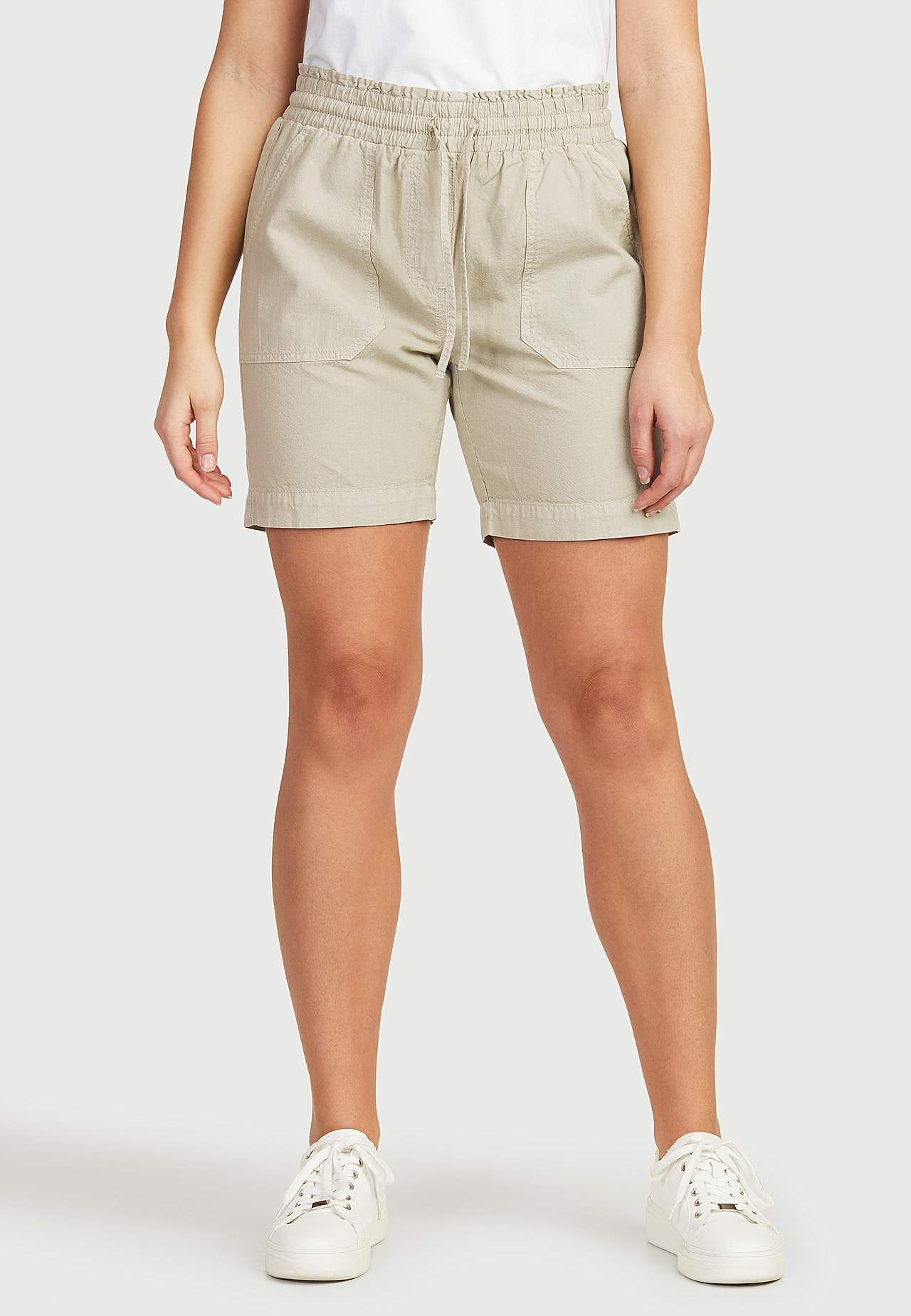 Shorts in washed cotton Jade