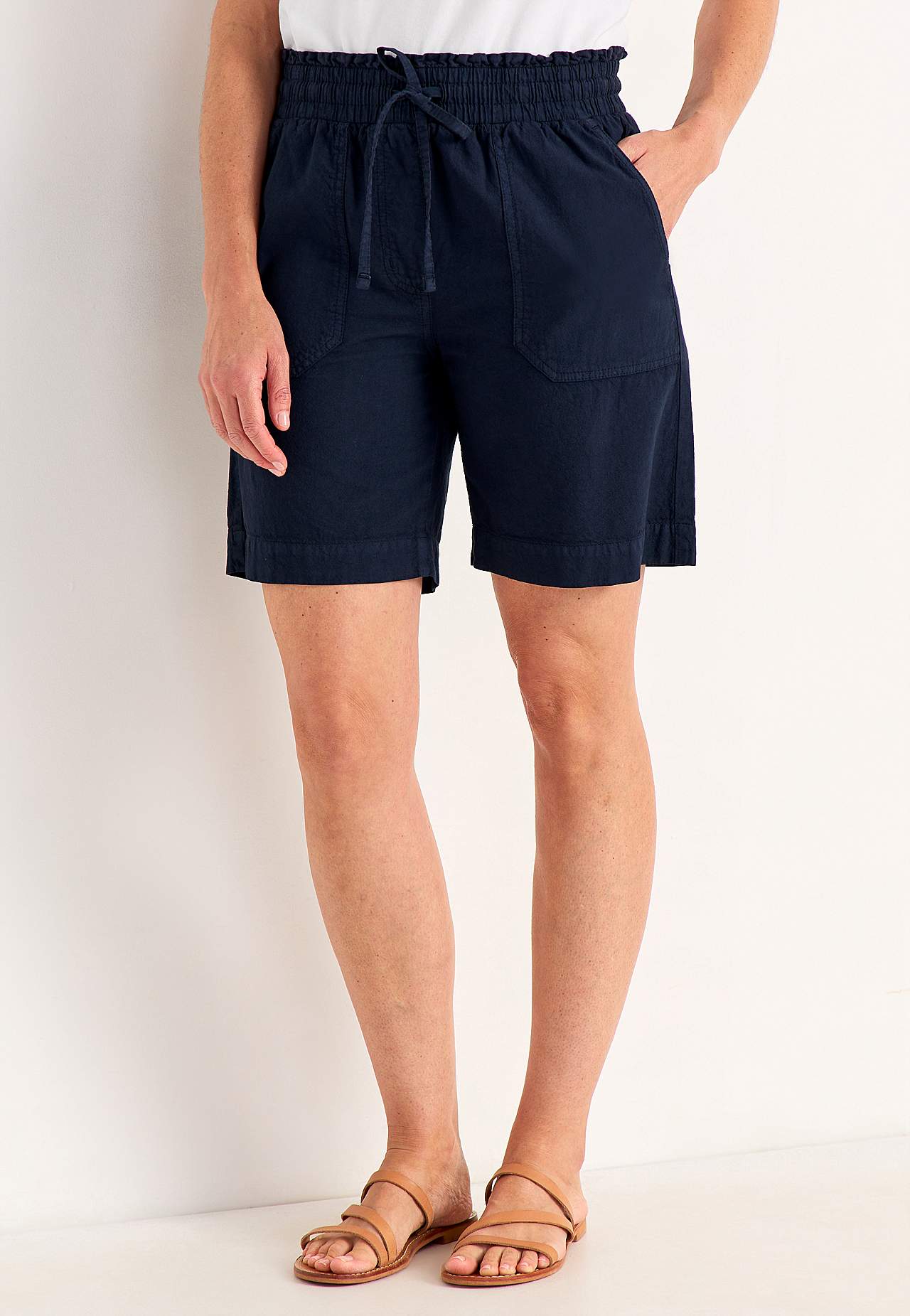 Shorts in washed cotton Jade