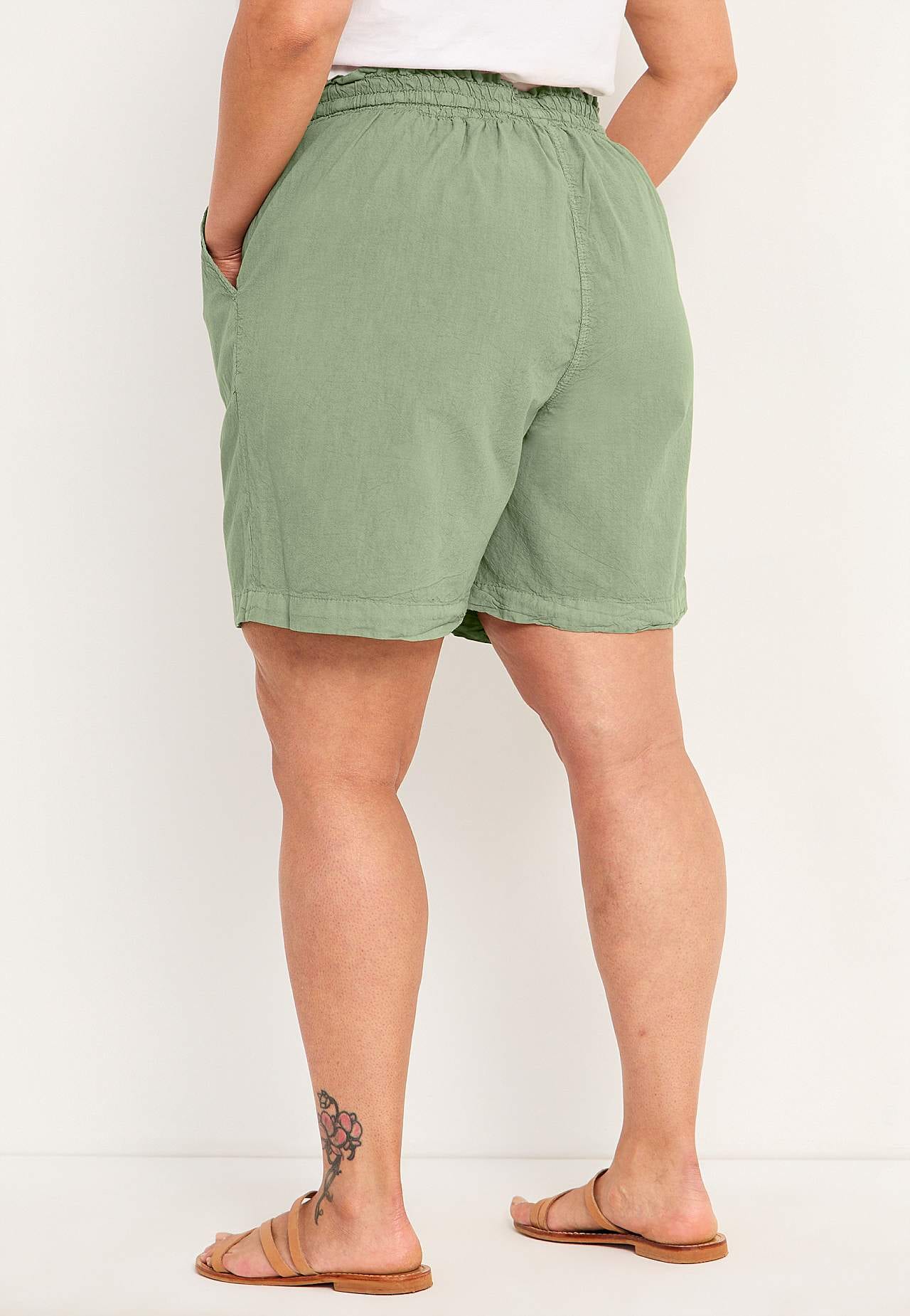 Shorts in washed cotton Jade