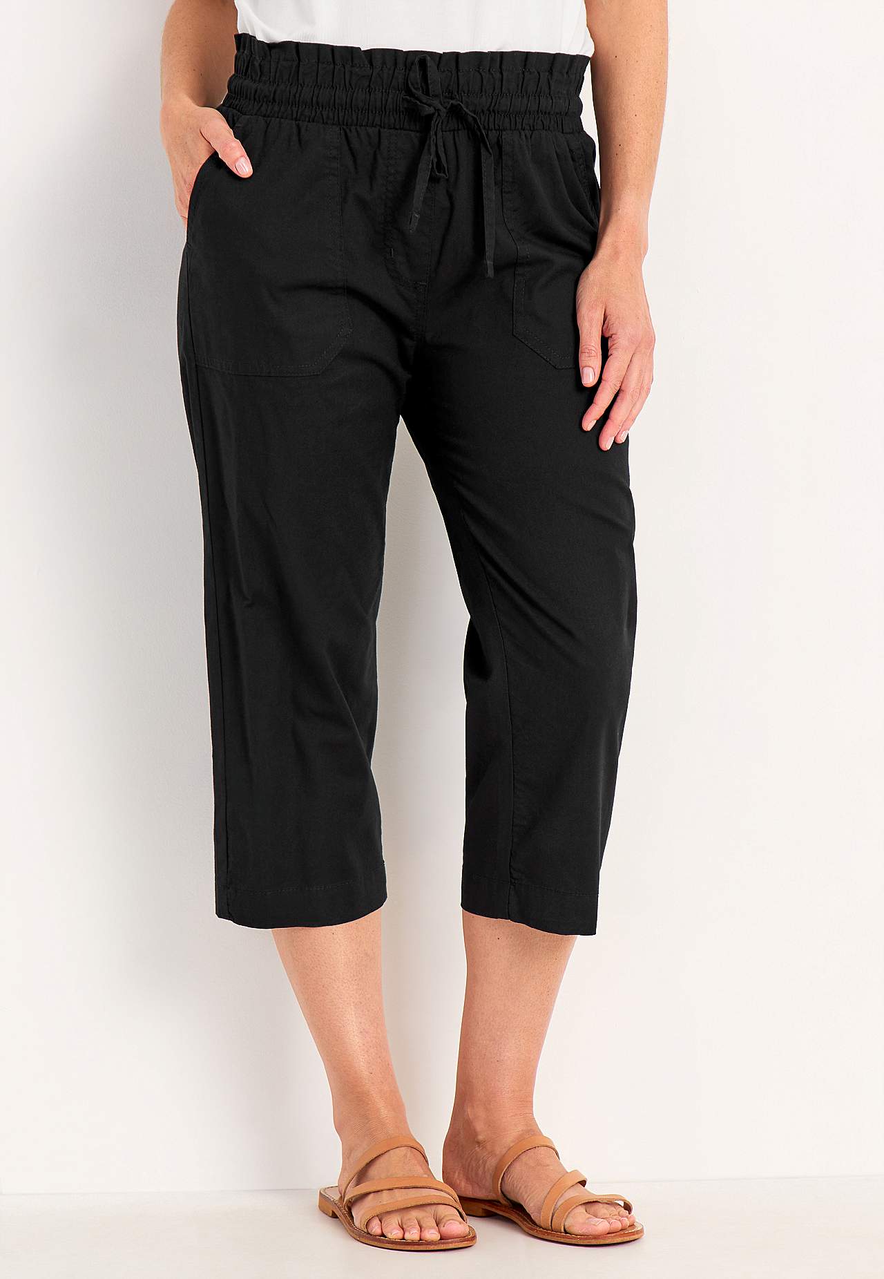 Capri trousers in washed cotton Jade