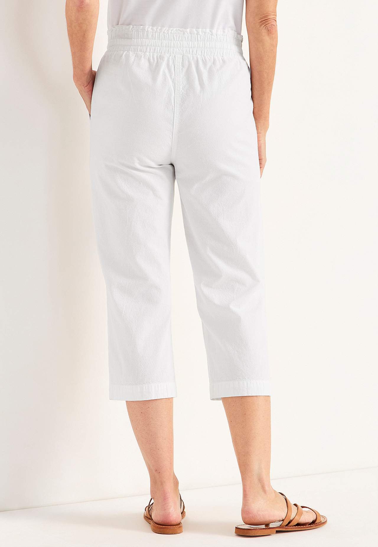 Capri trousers in washed cotton Jade