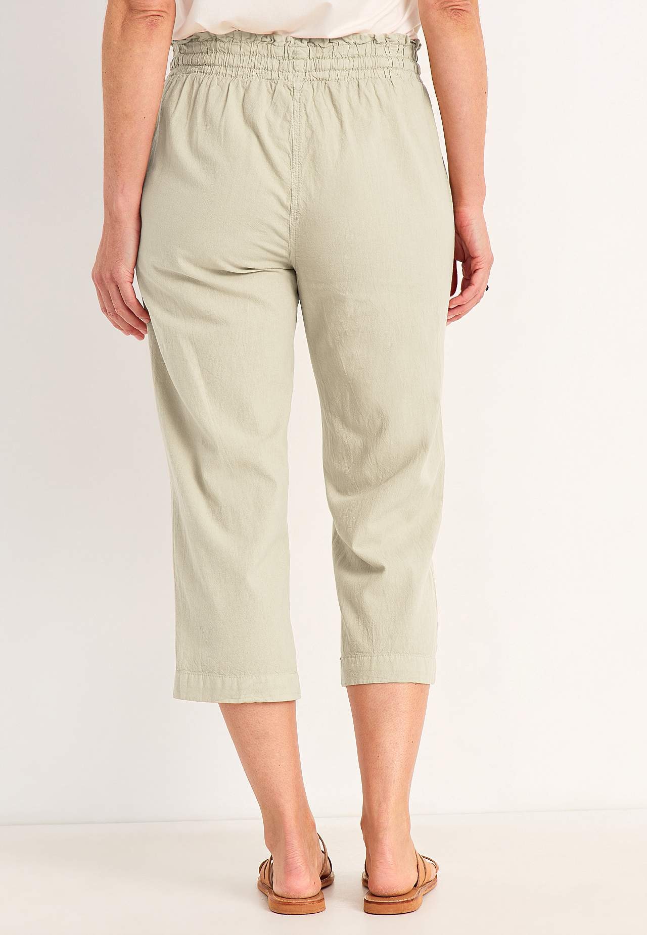 Capri trousers in washed cotton Jade