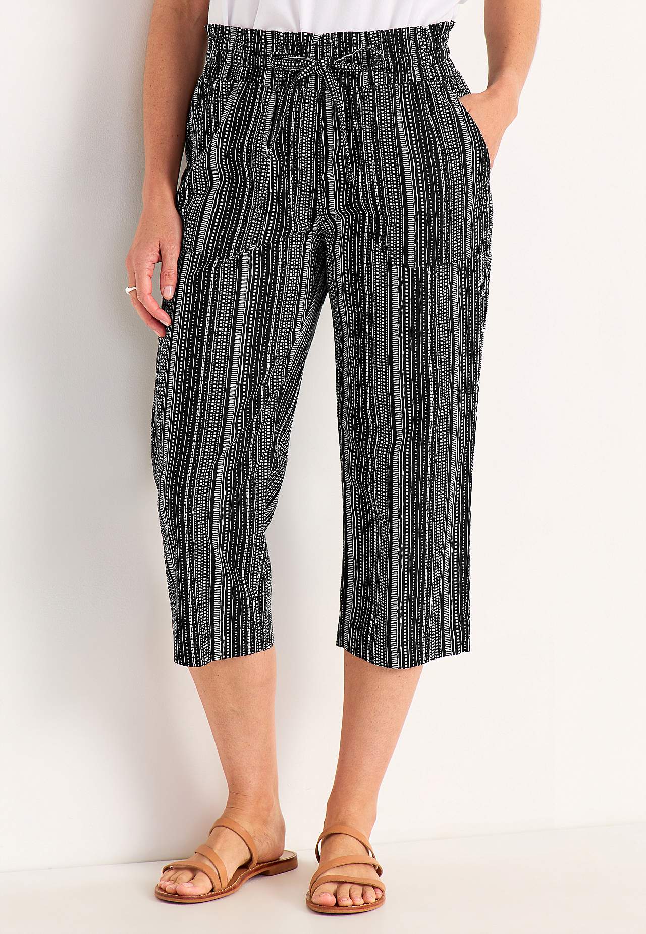 Capri trousers in washed cotton Jade
