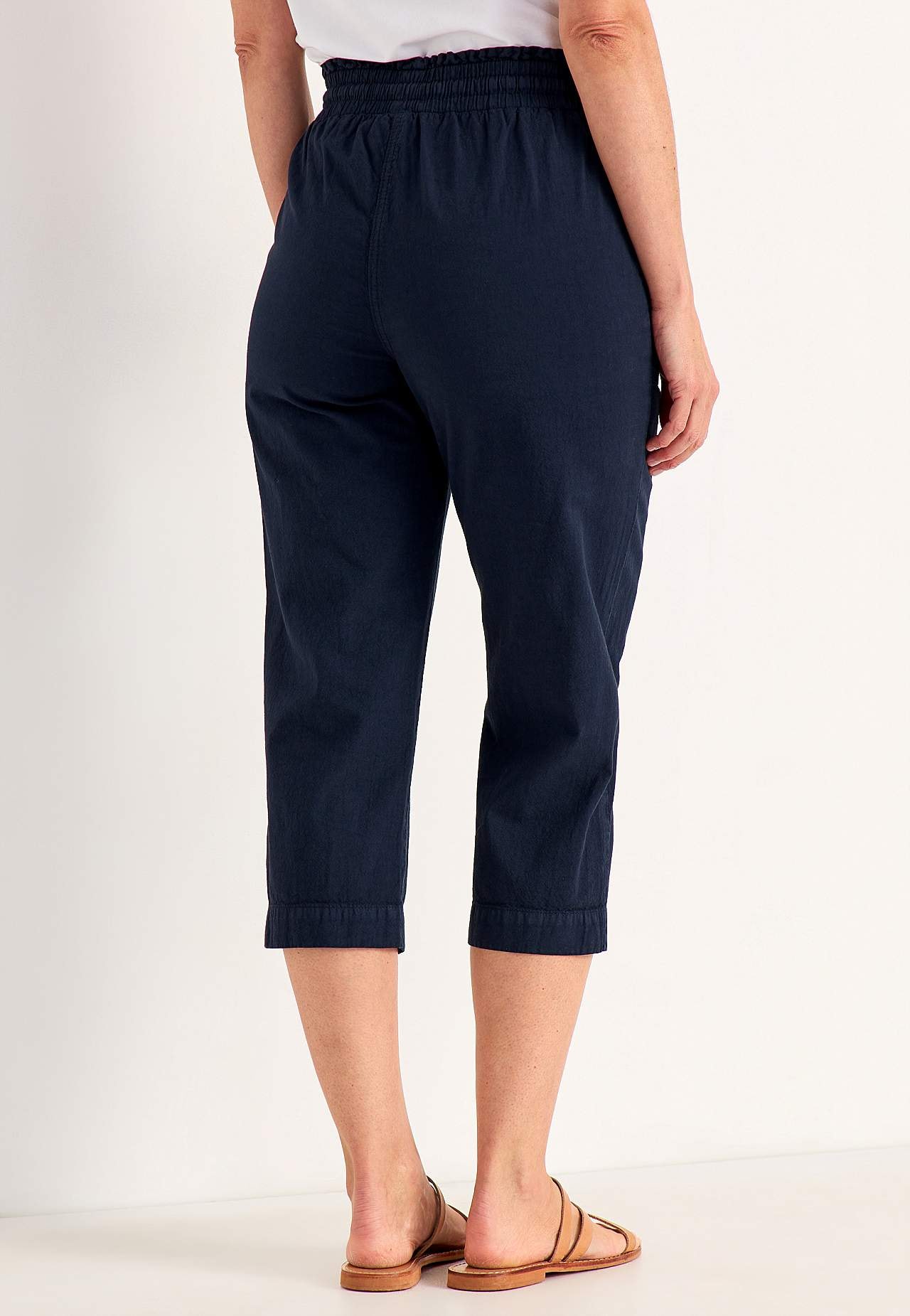 Capri trousers in washed cotton Jade