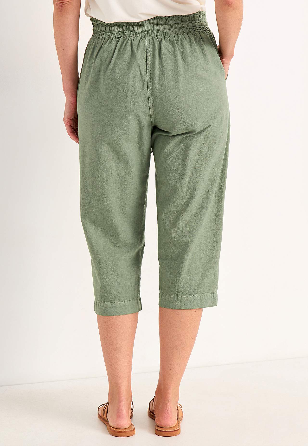 Capri trousers in washed cotton Jade