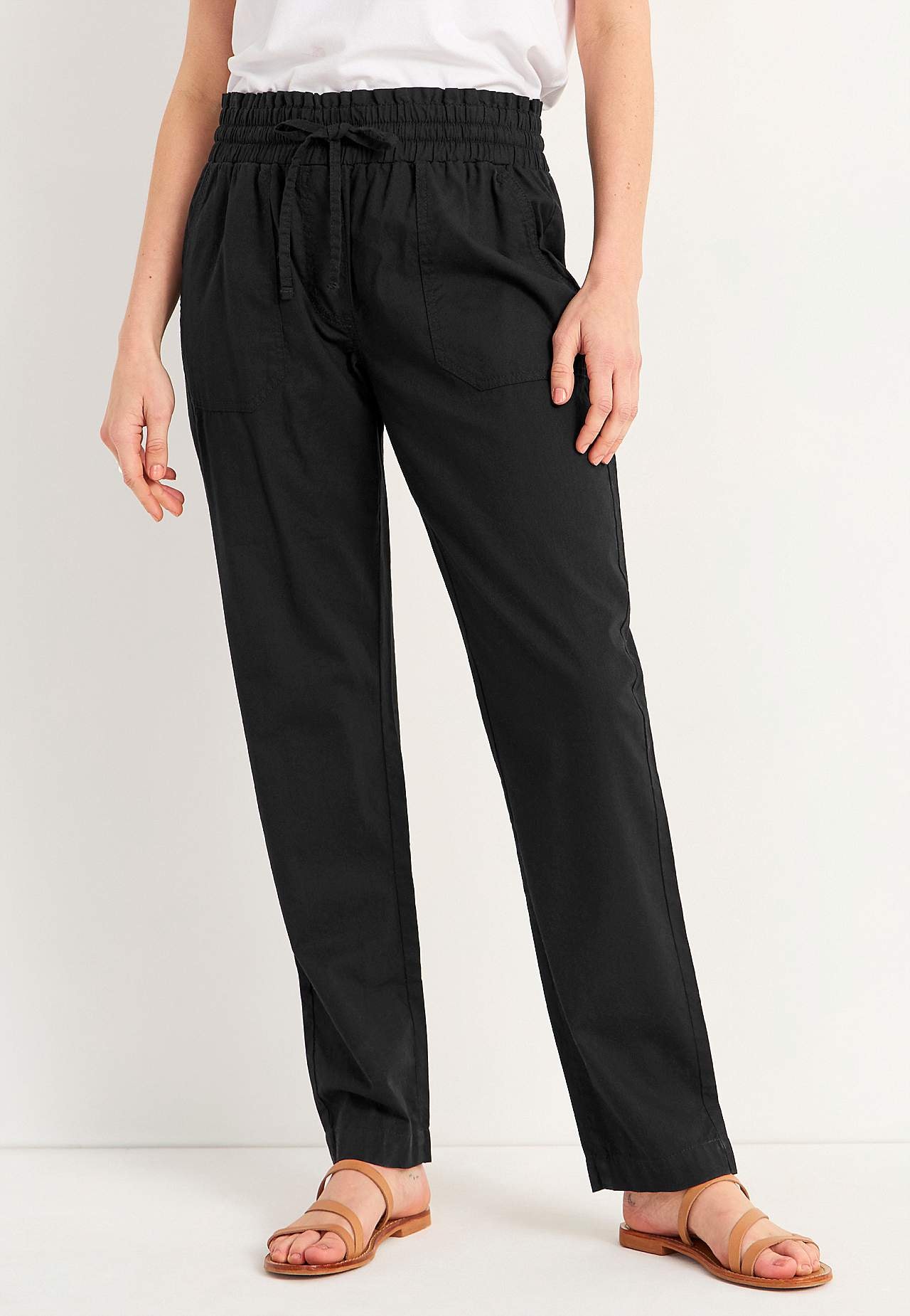 Long trousers in washed cotton