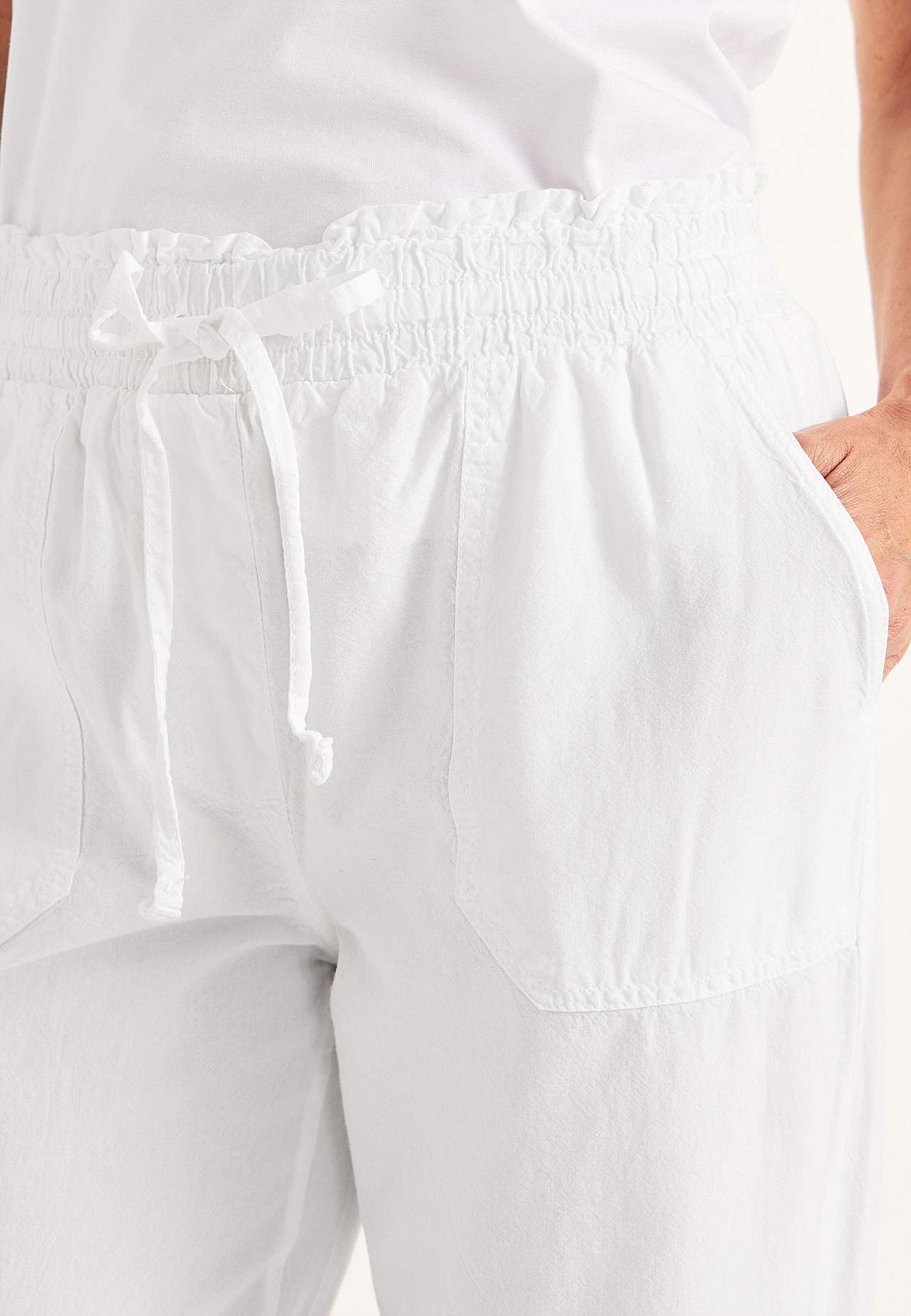 Long trousers in washed cotton