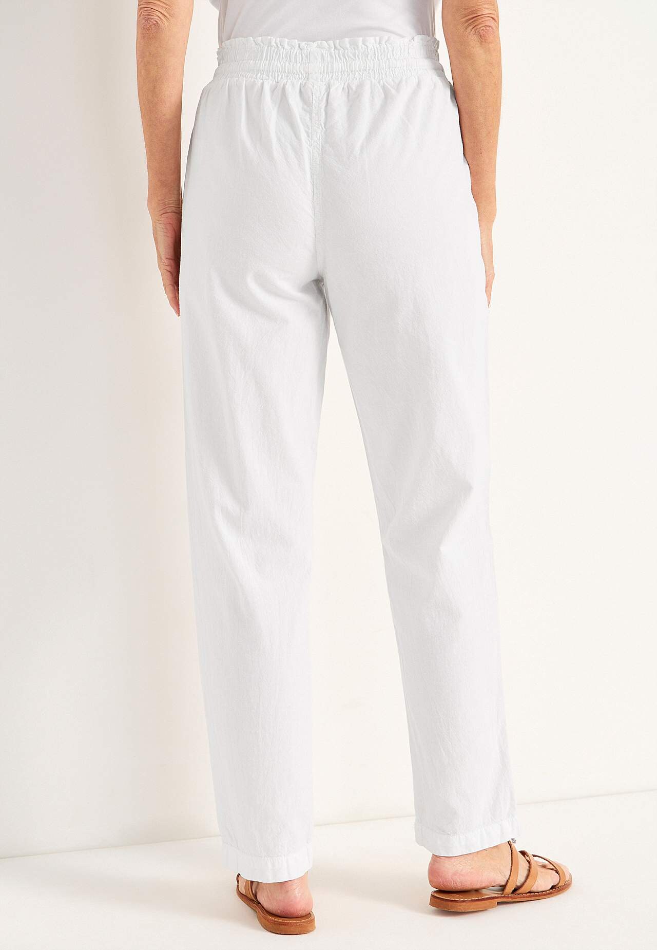 Long trousers in washed cotton