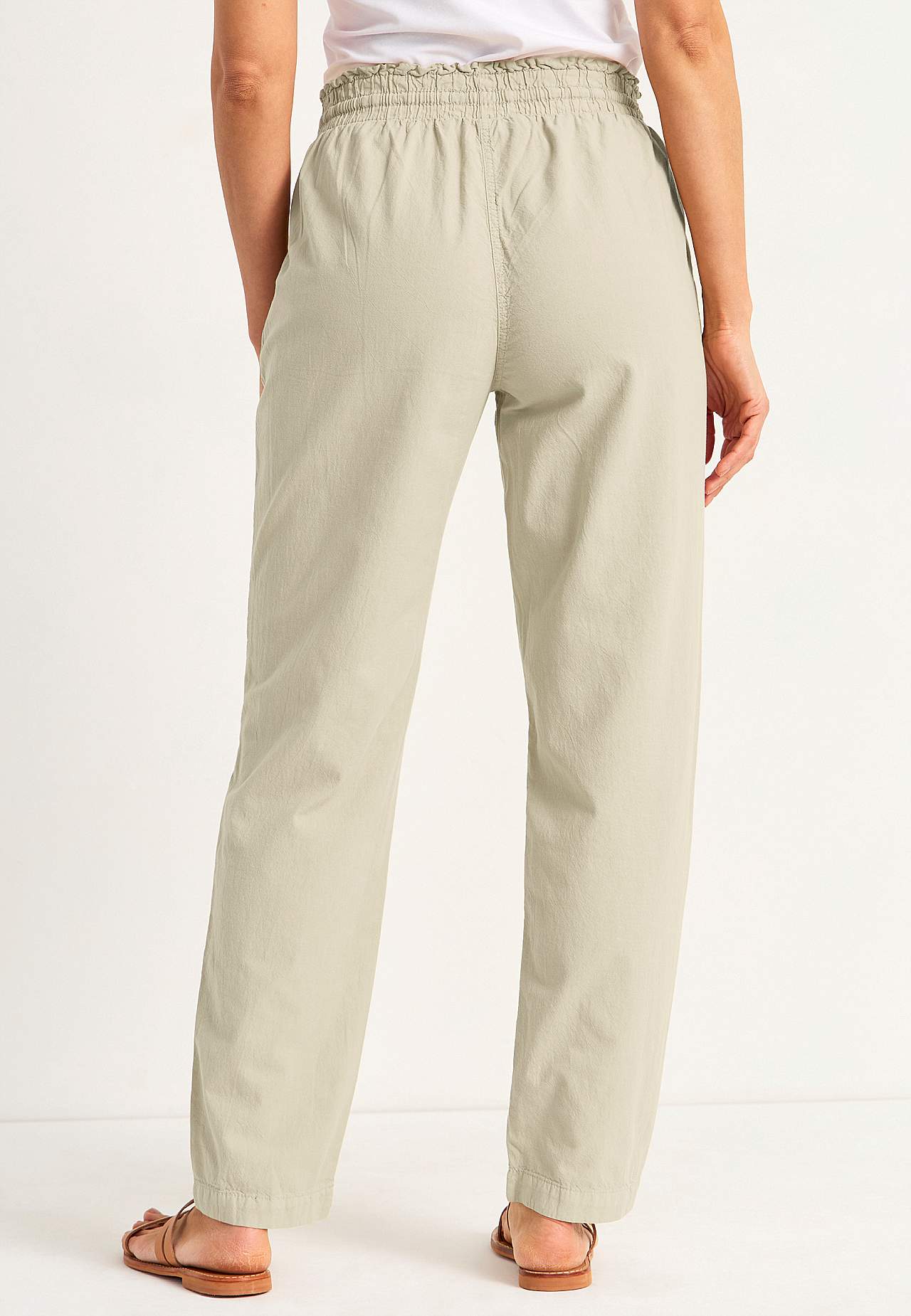Long trousers in washed cotton
